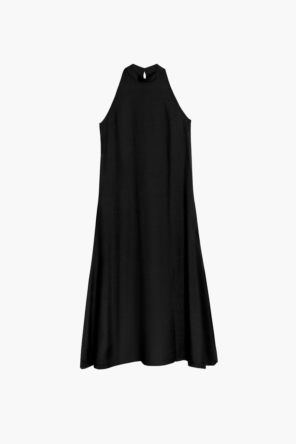 Tencel Halter Dress - Black