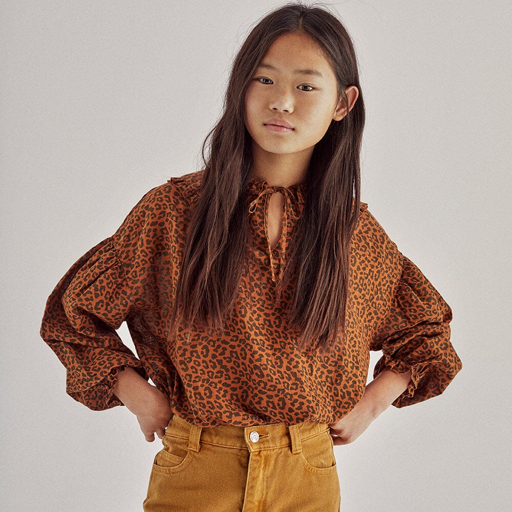 Federica Blouse - Caramel Leo Print - FINAL SALE