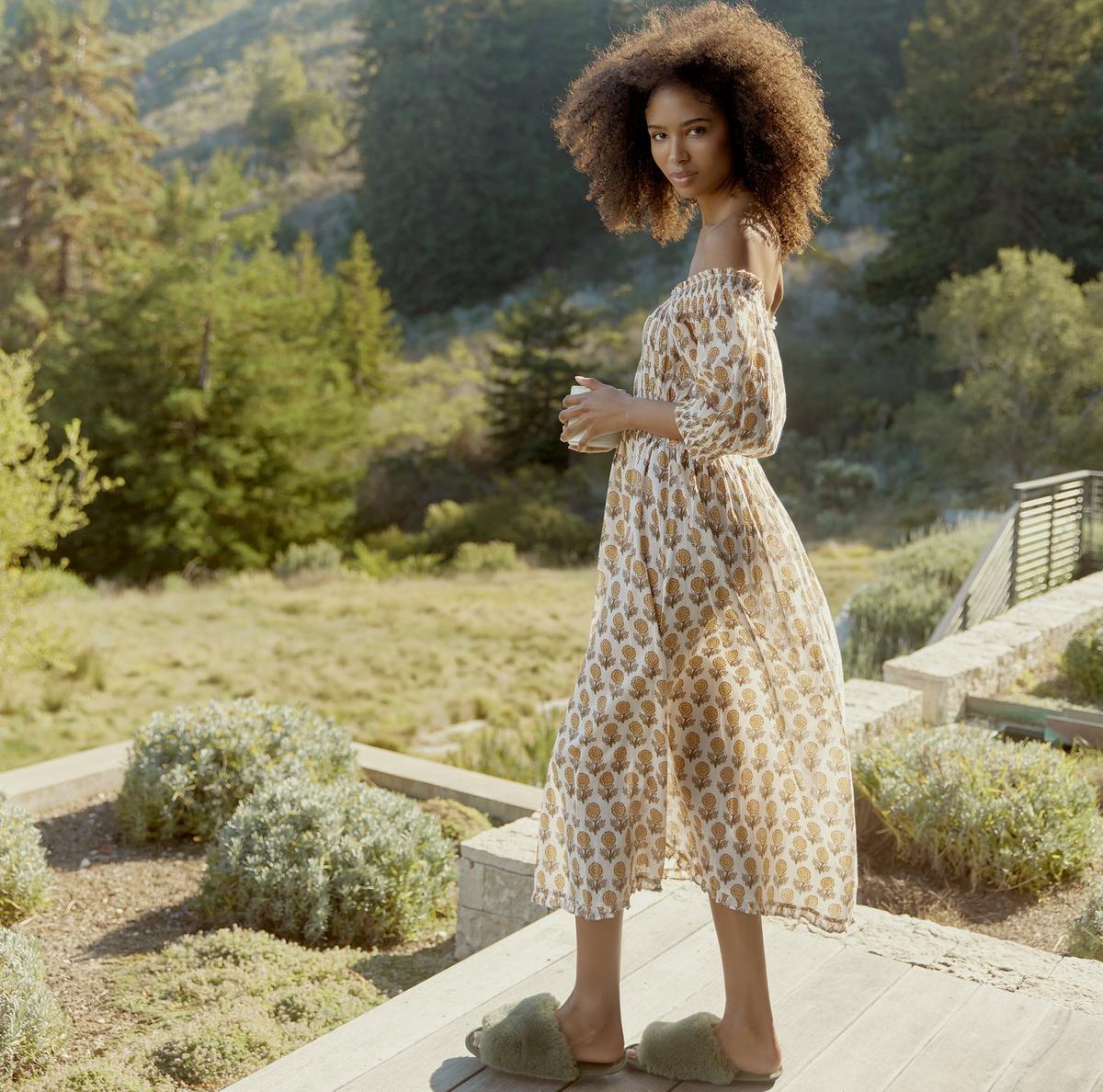 Rosie Midi Dress Nightgown - Ochre/Dahlia - FINAL SALE