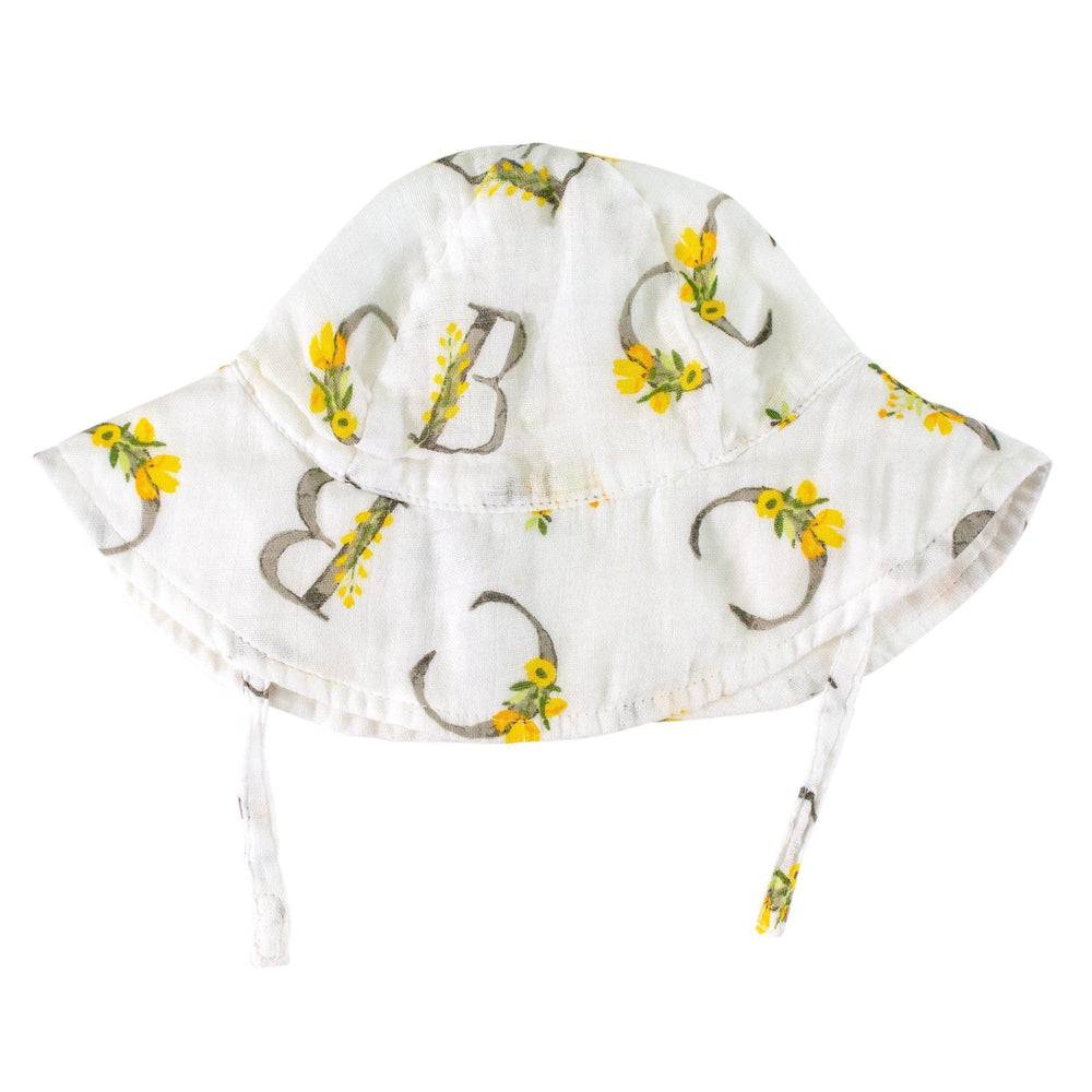 Floral Alphabet Oh So Soft Muslin Sun Hat Sun Hat Bebe au Lait   