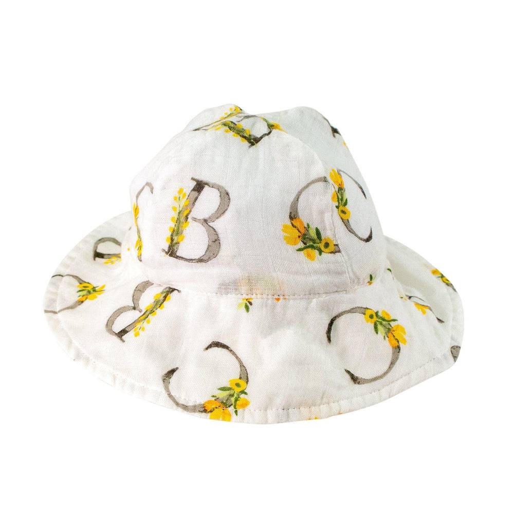 Floral Alphabet Oh So Soft Muslin Sun Hat Sun Hat Bebe au Lait   