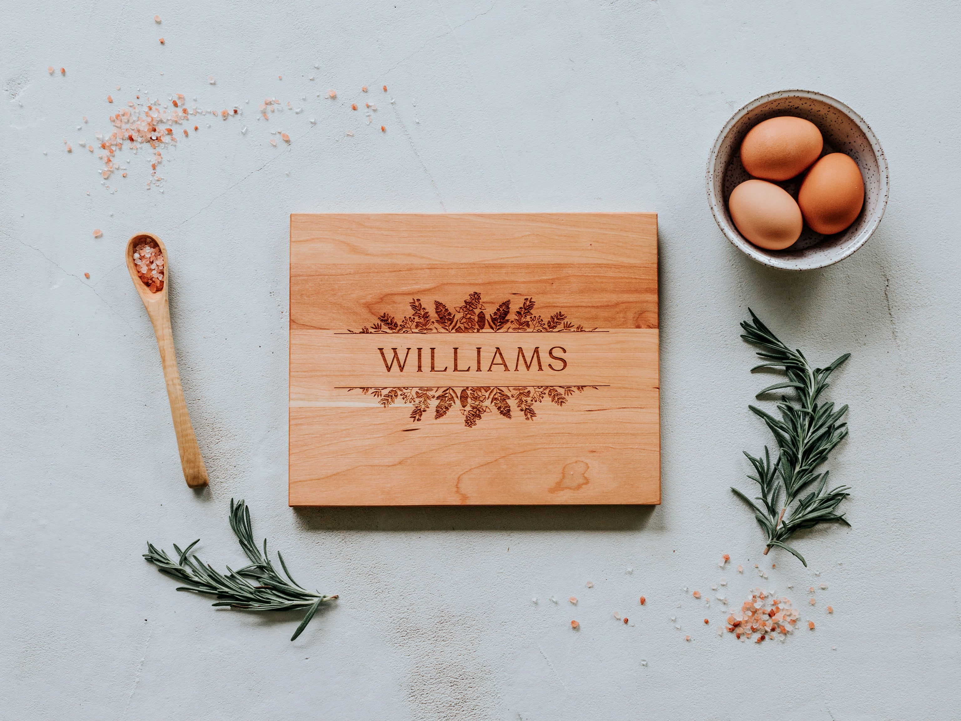 Botanical Surname Custom Engraved Handmade Cutting Board