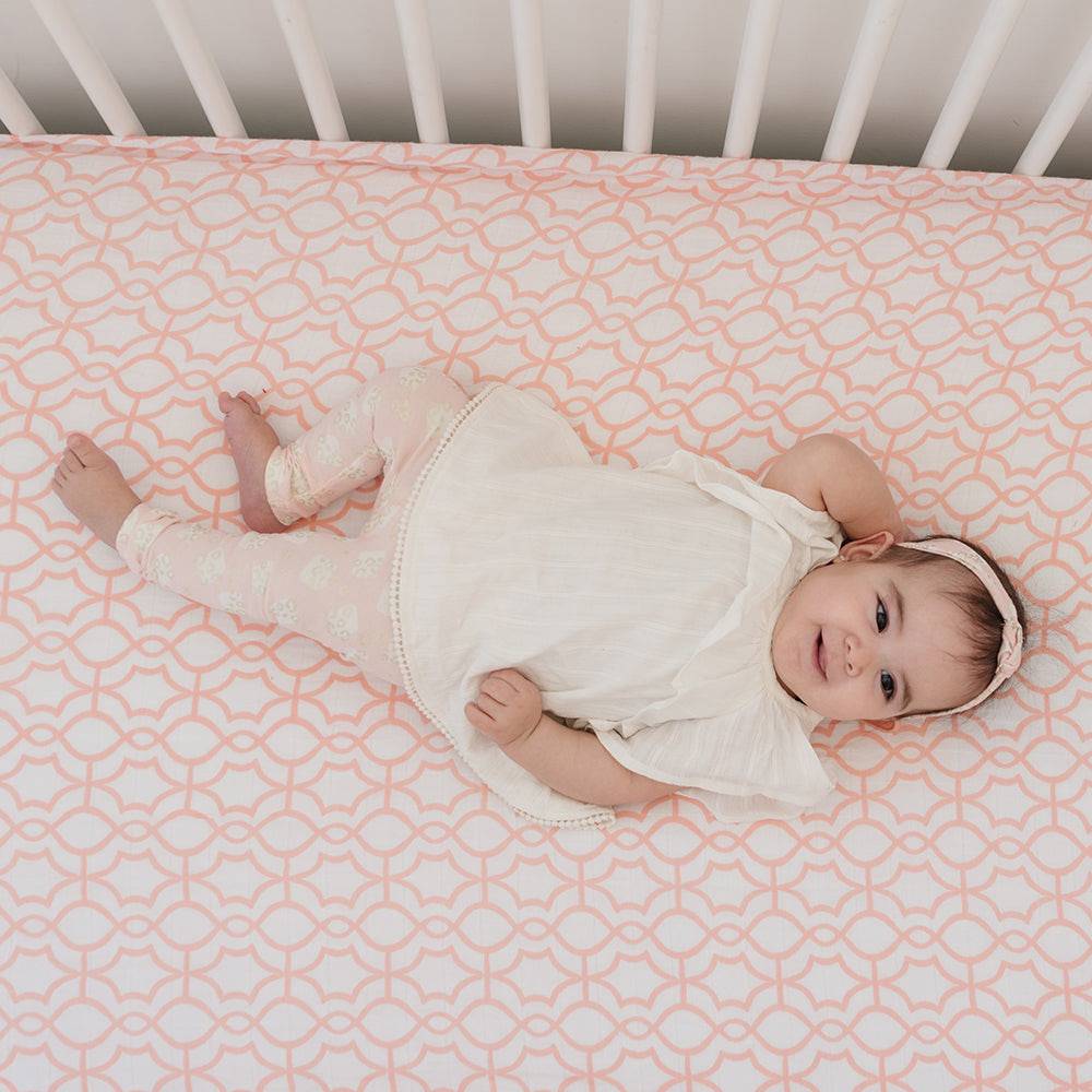 Trellis Classic Muslin Crib Sheet Crib Sheet Bebe au Lait   