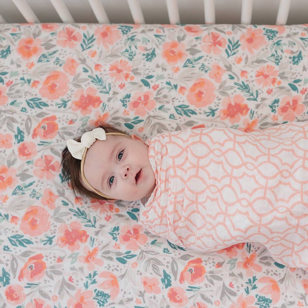 Floret Classic Muslin Crib Sheet Crib Sheet Bebe au Lait   