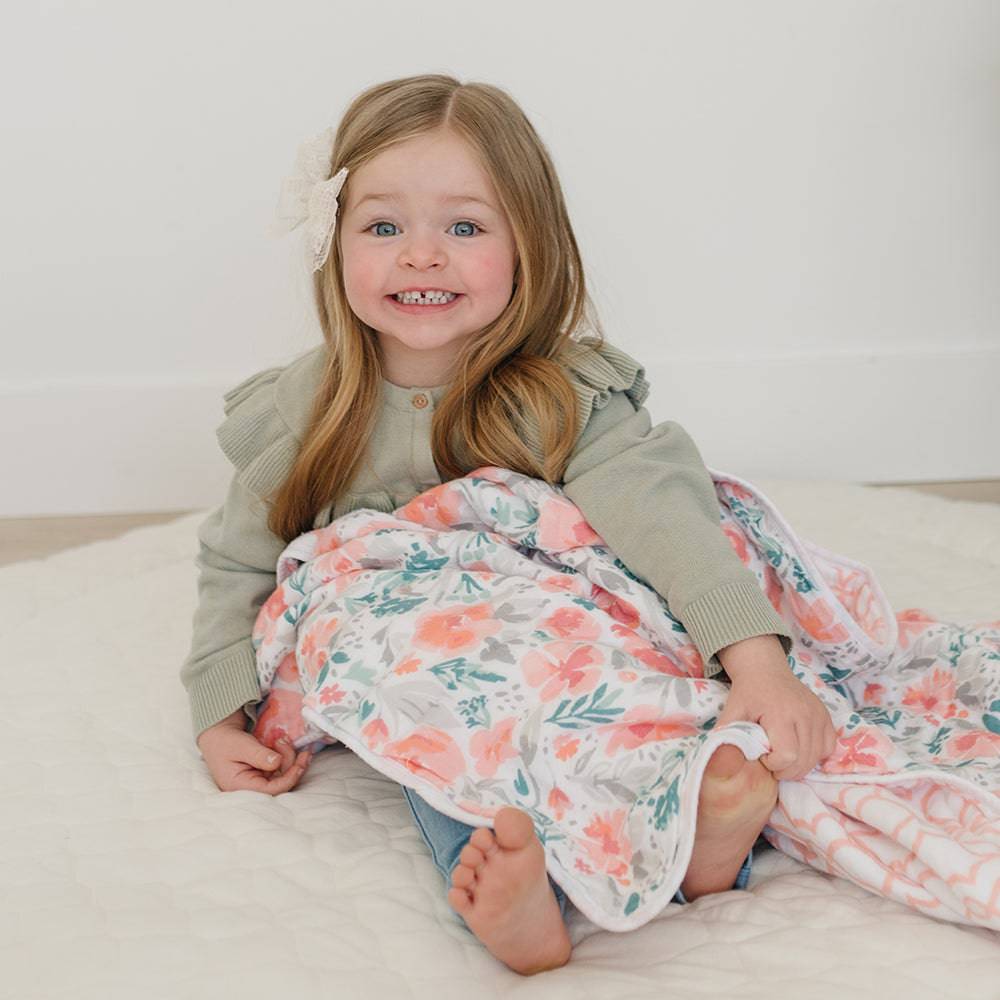 Floret + Trellis Premium Cotton Snuggle Blanket Snuggle Blanket Bebe au Lait   