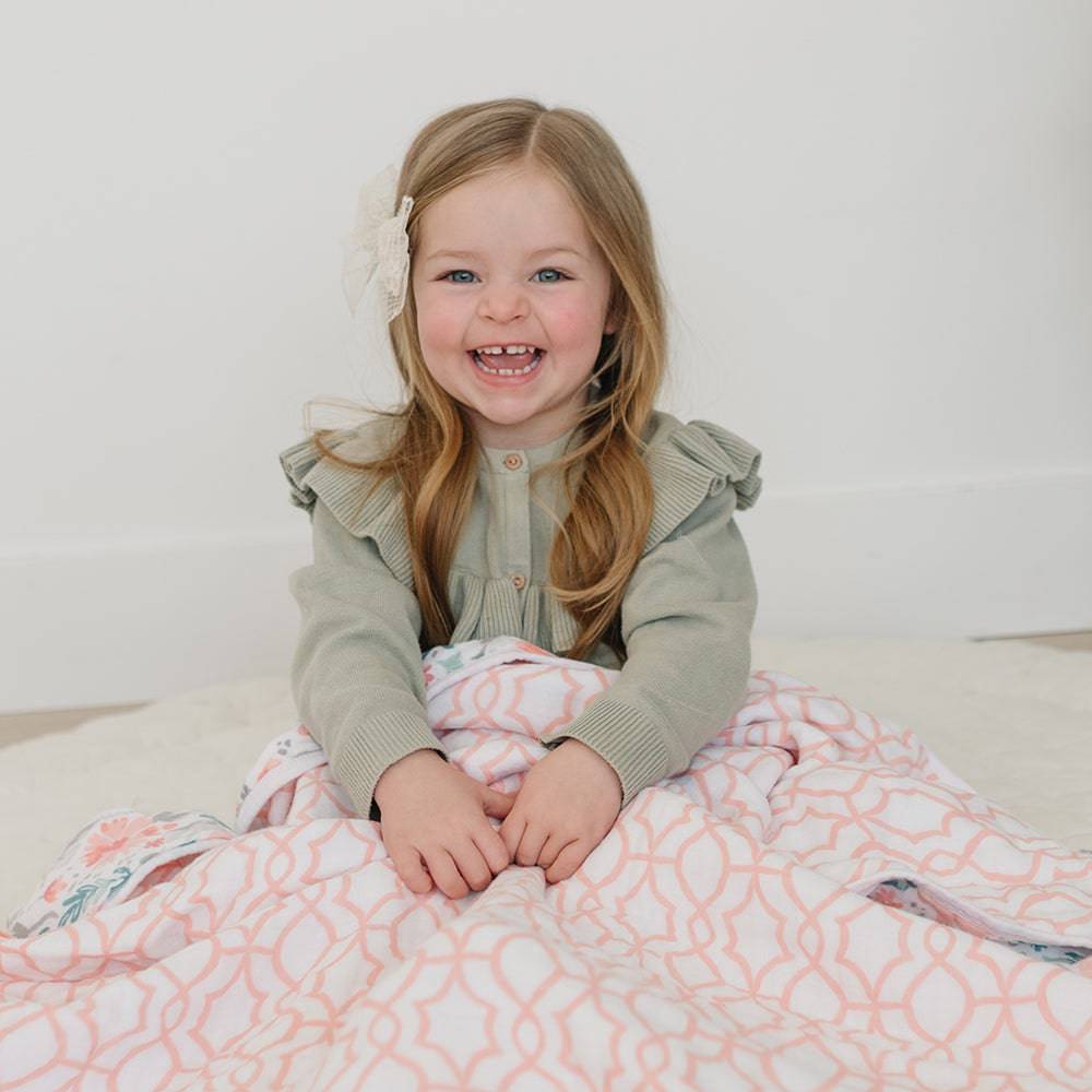 Floret + Trellis Premium Cotton Snuggle Blanket Snuggle Blanket Bebe au Lait   