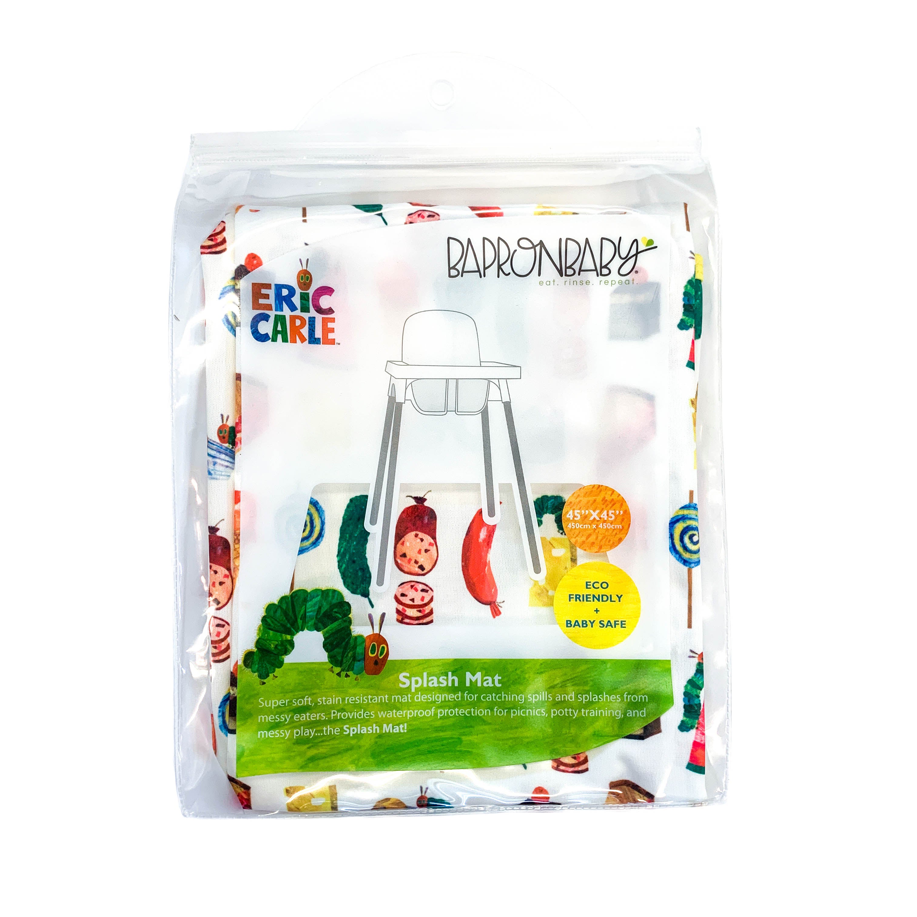 Food Parade Splash Mat - from the World Of Eric Carle - A Waterproof Catch-All for Highchair Spills and More!  BapronBaby   