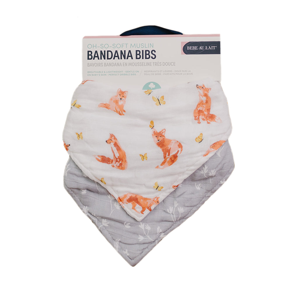 Fox Tales + Prairie Oh So Soft Muslin Bandana Bib Set Bib Bebe au Lait   