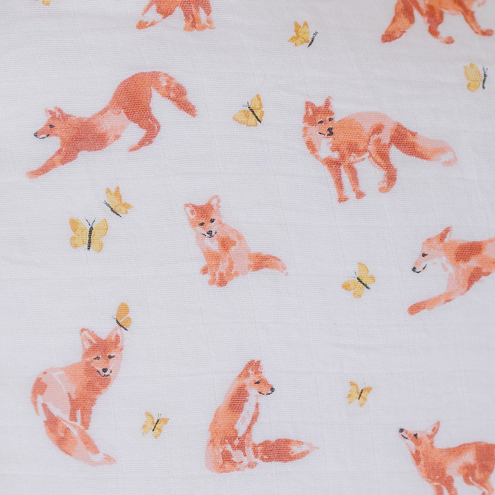 Fox Tales Oh So Soft Muslin Changing Pad Cover Changing Pad Cover Bebe au Lait   