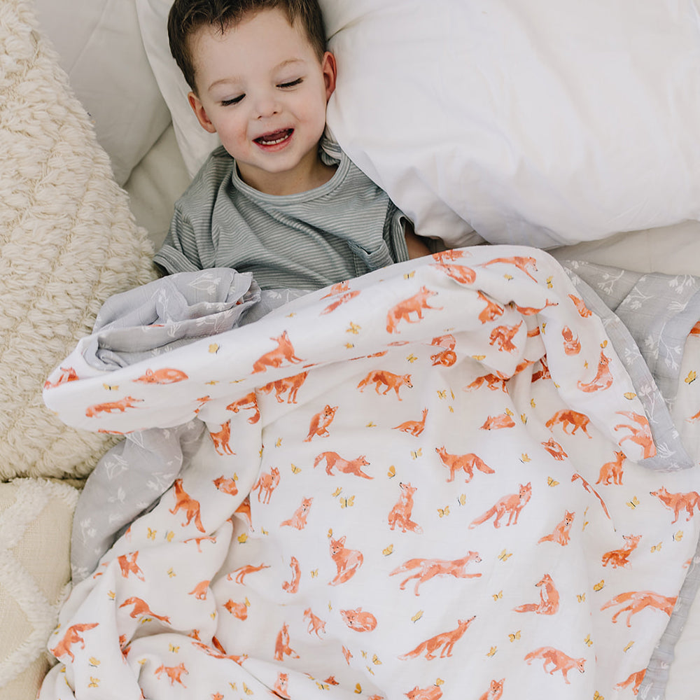 Fox Tales + Prairie Oh So Soft Muslin Super Snuggle Blanket Super Snuggle Blanket Bebe au Lait   