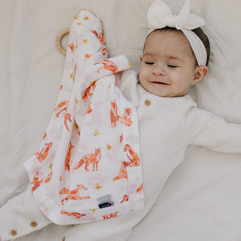 Fox Tales Oh So Soft Muslin Teether Blanket Teether Blanket Bebe au Lait   