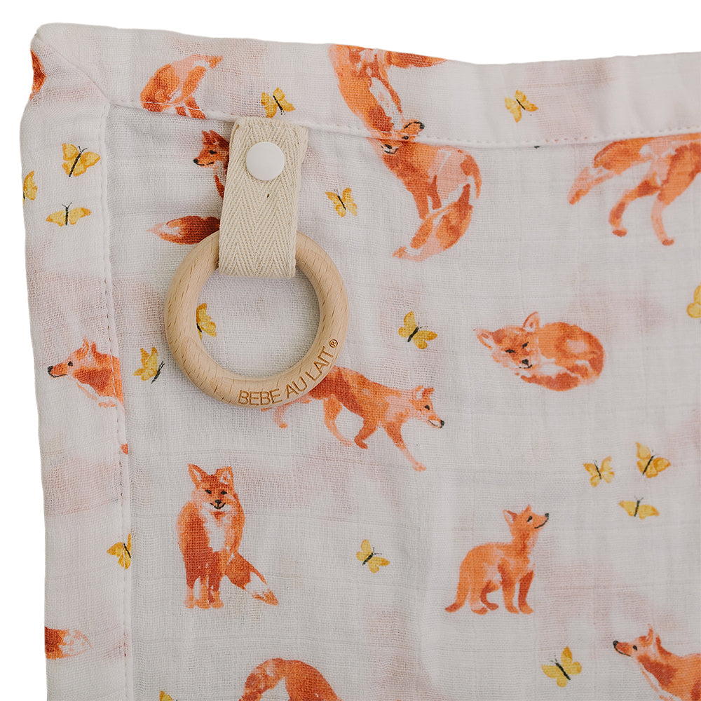 Fox Tales Oh So Soft Muslin Teether Blanket Teether Blanket Bebe au Lait   