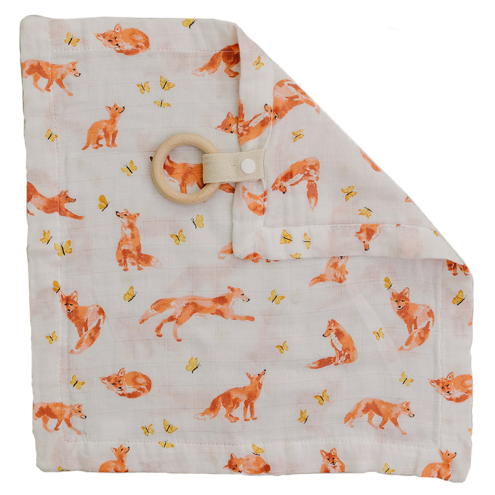 Fox Tales Oh So Soft Muslin Teether Blanket Teether Blanket Bebe au Lait   