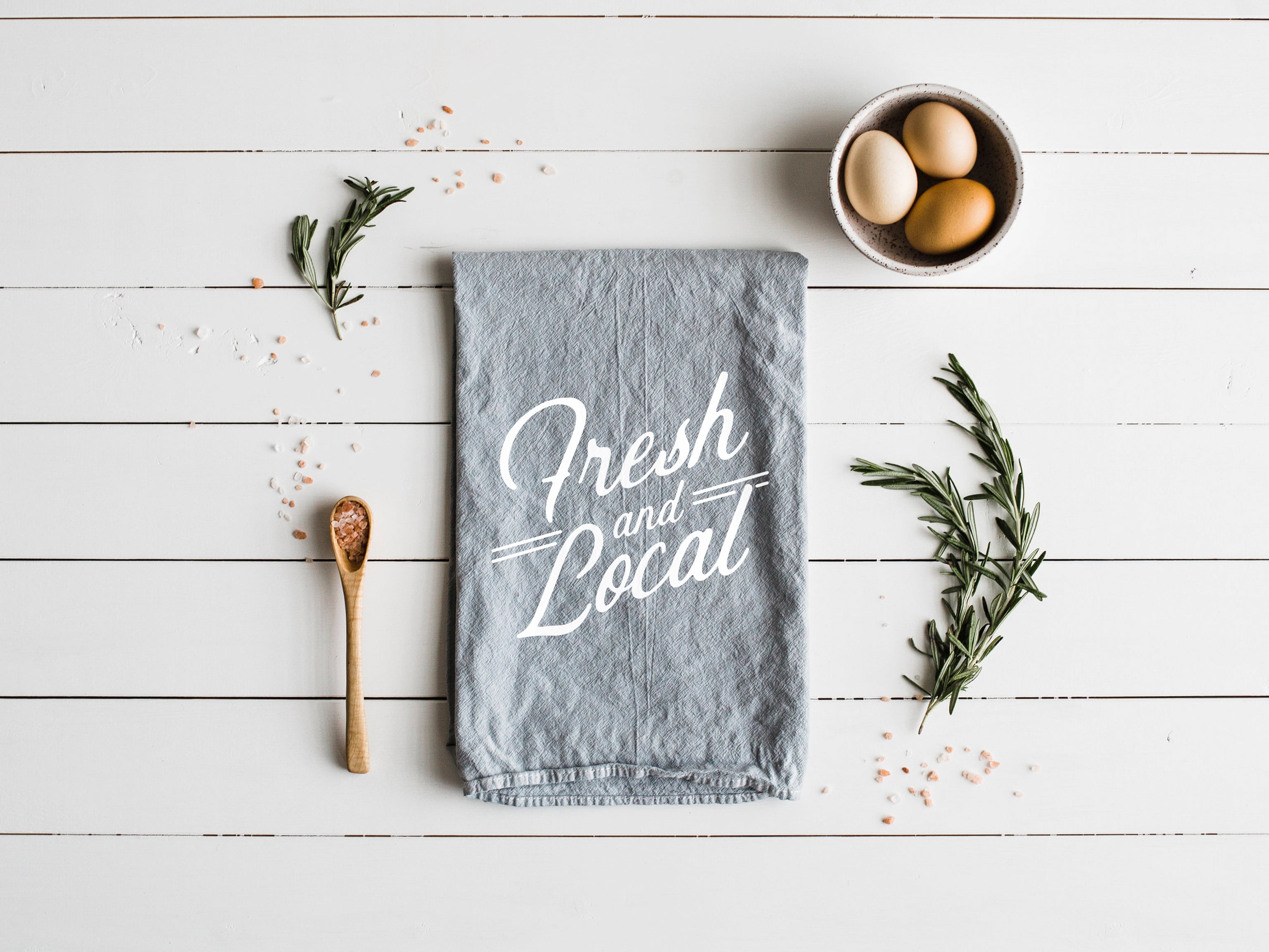 Fresh and Local Gray Tea Towel