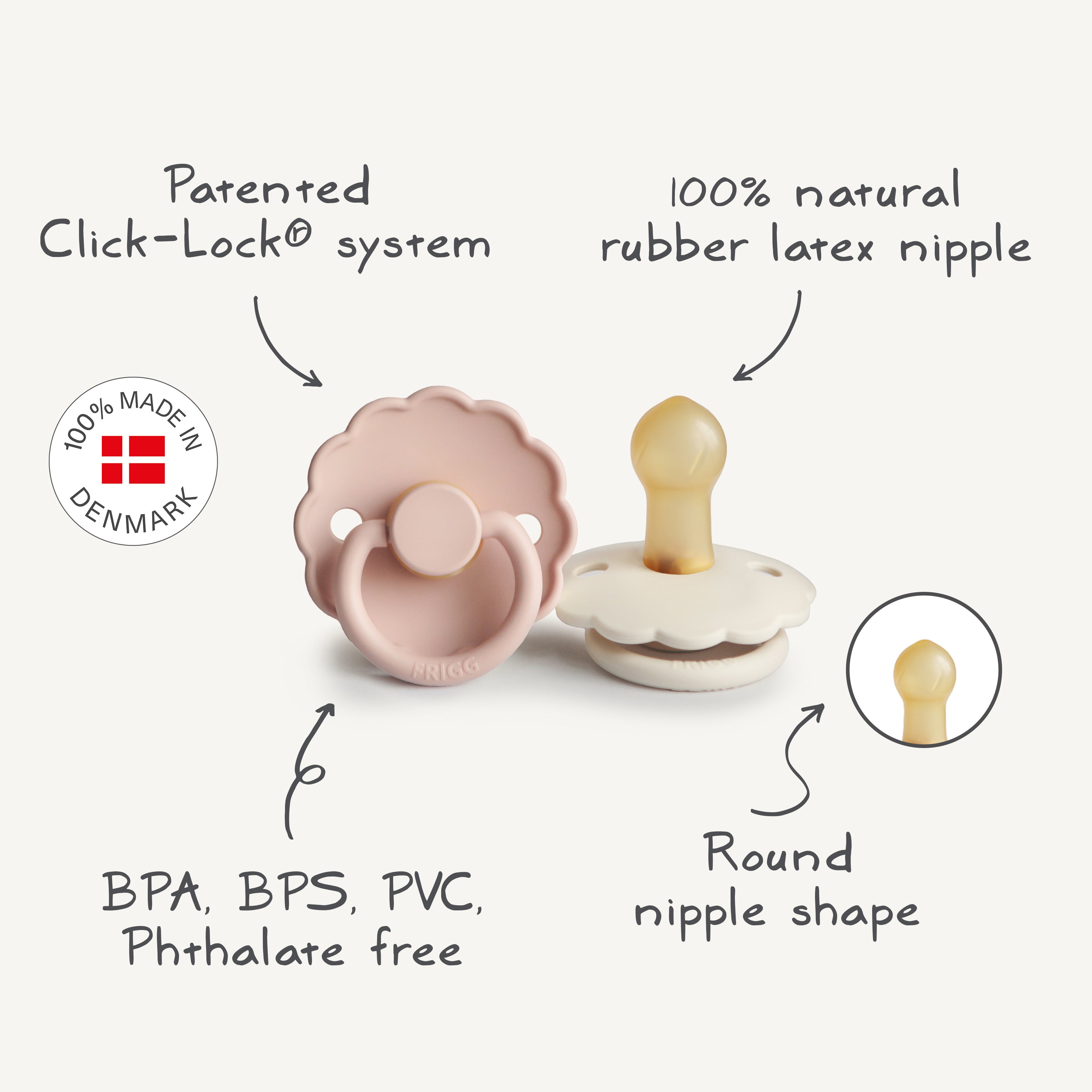 FRIGG Daisy Natural Rubber Pacifier 2-Pack