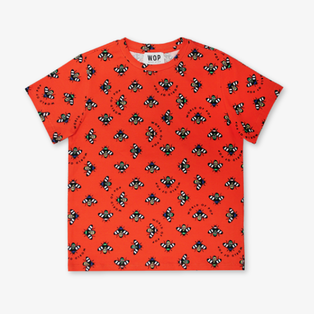 All-over printed "Bee Lovers" T-shirt for Kids - Orange