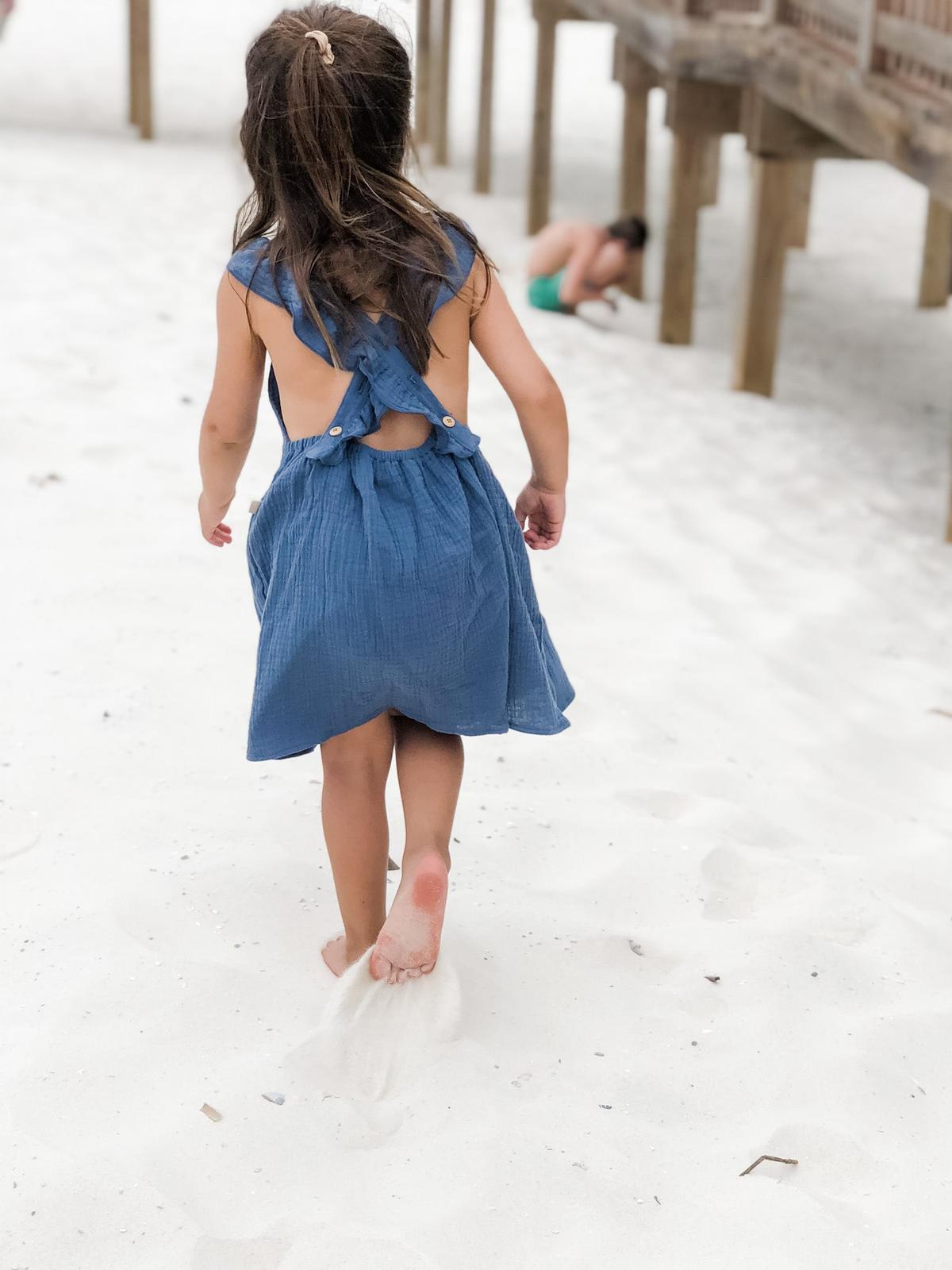 Baby Crossback Ruffle Dress - Ocean