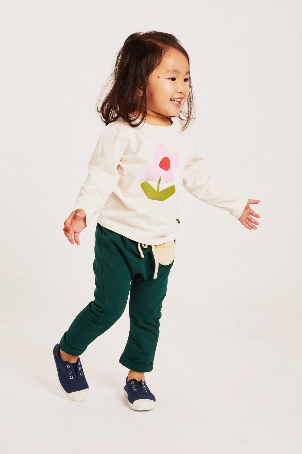 Recycled Cotton Flower Baby T-Shirt - Natural