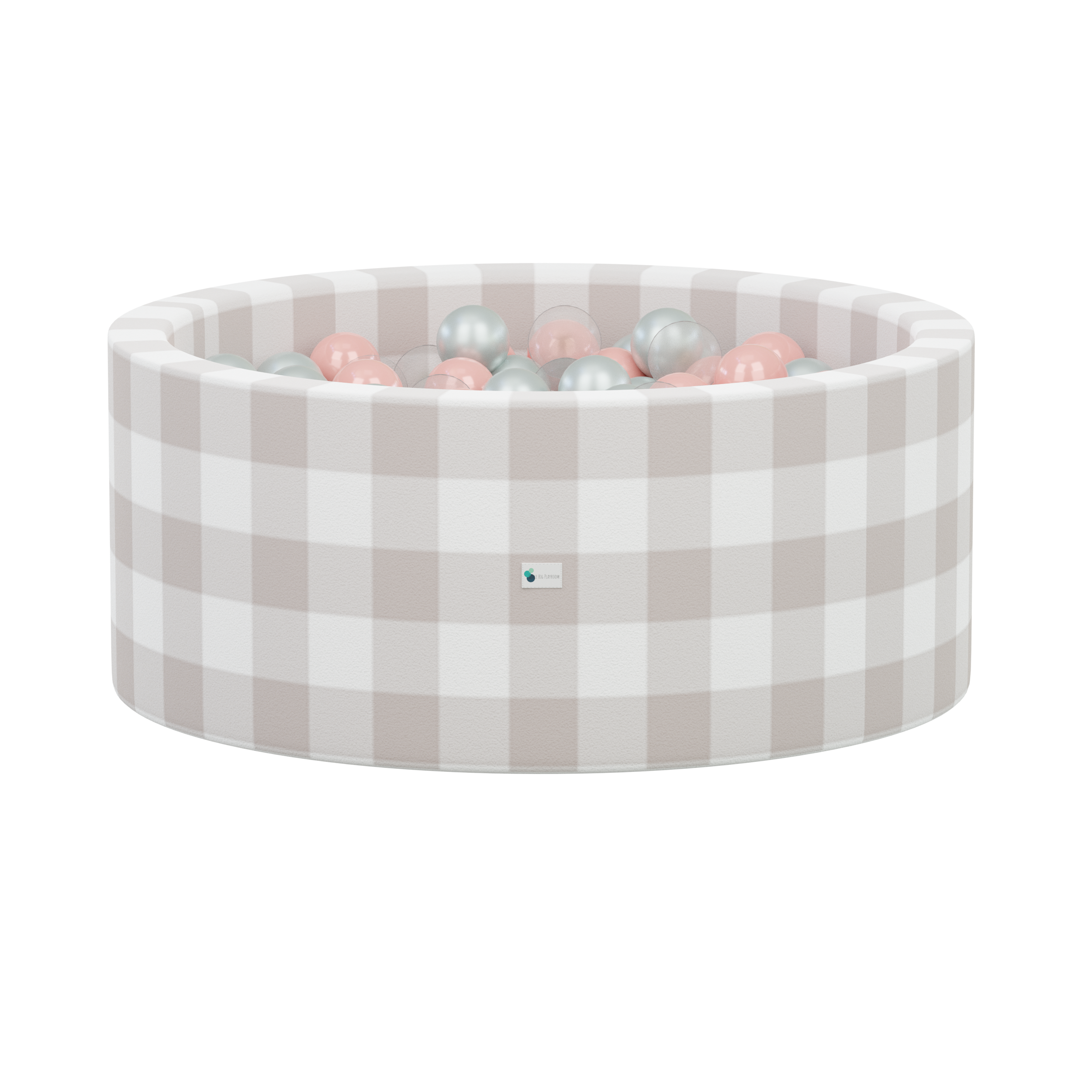 Ball Pit + 200 Pit Balls  Little Big Playroom Gingham Blush - Pearl, Porcelain, Blush Balls  