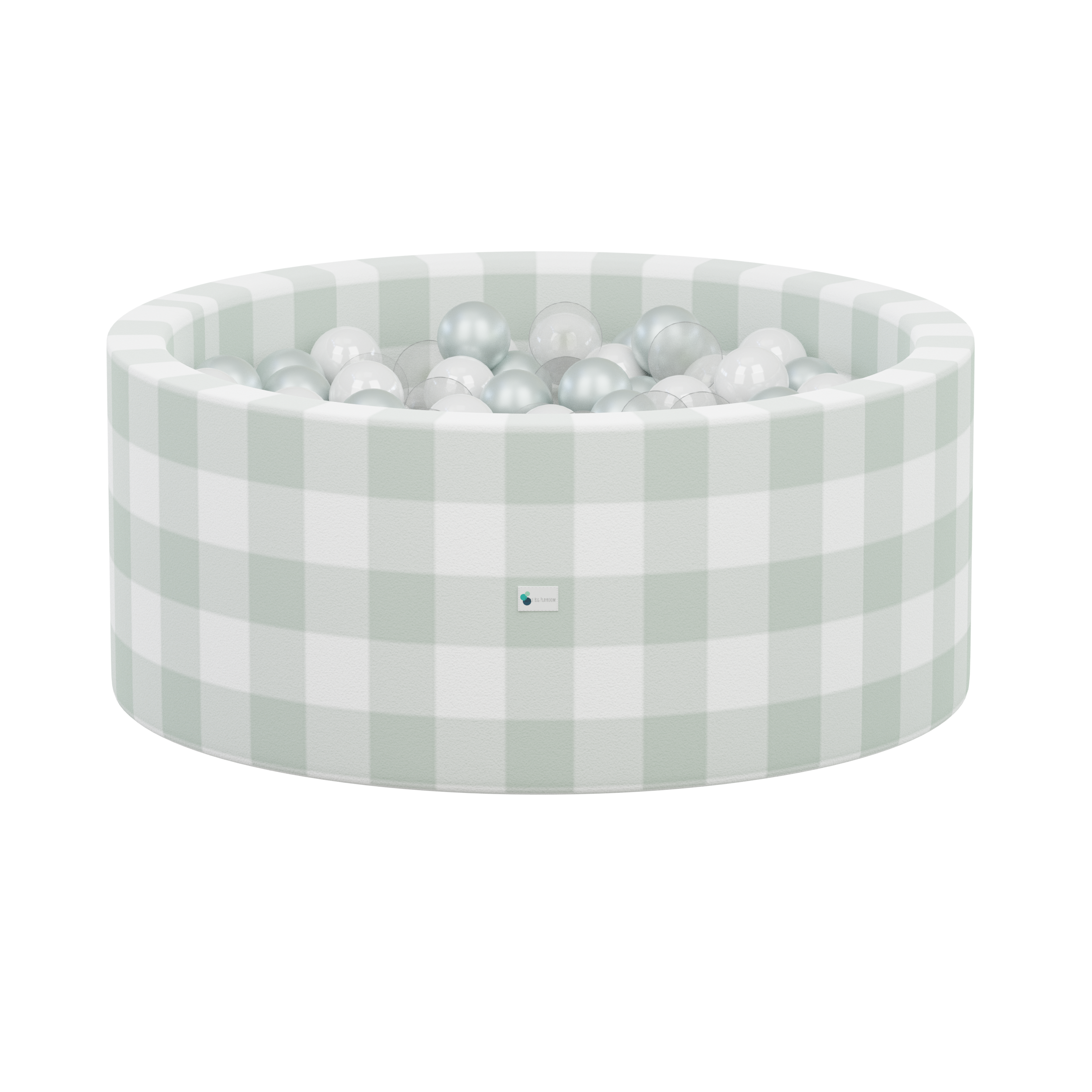 Ball Pit + 200 Pit Balls  Little Big Playroom Gingham Sage - Pearl, Porcelain, Clear Balls  