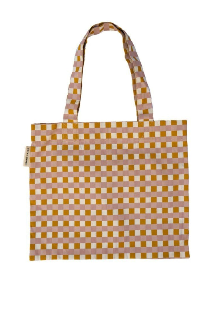 Bloom Gingham Canvas Tote Bag | Handmade Screen-Printed Tote