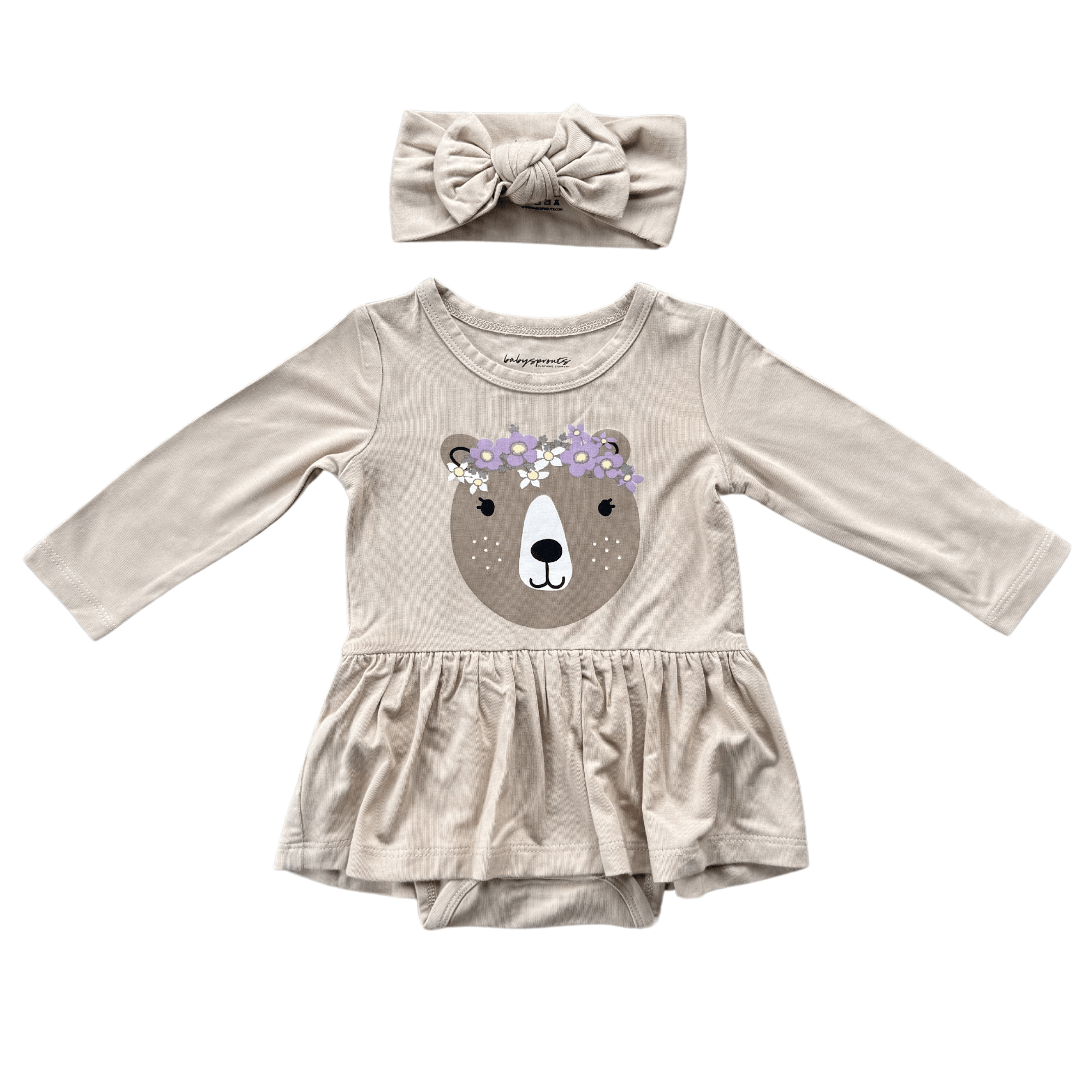 Baby Girl Long Sleeve Bodysuit Dress Set