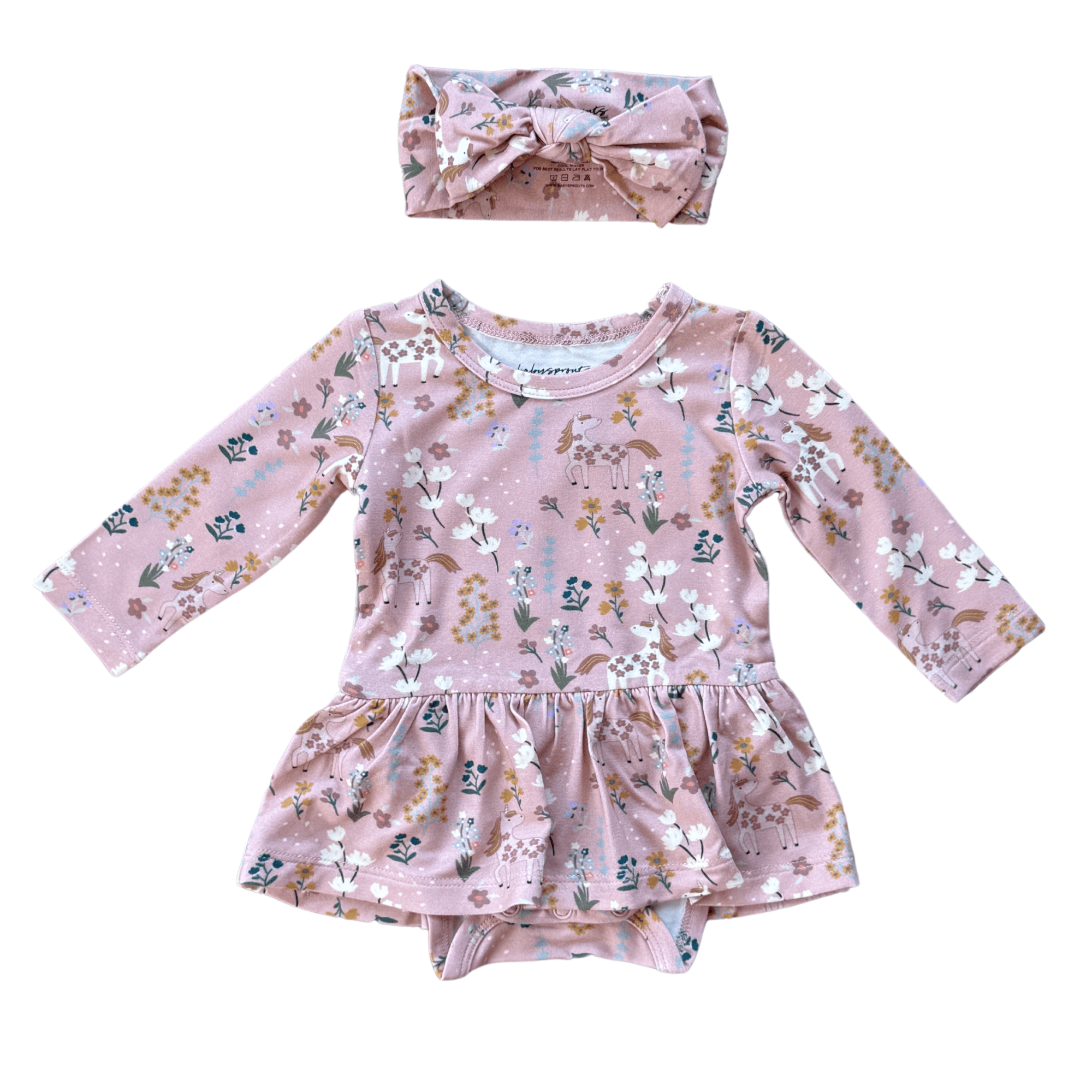 Baby Girl Long Sleeve Bodysuit Dress Set