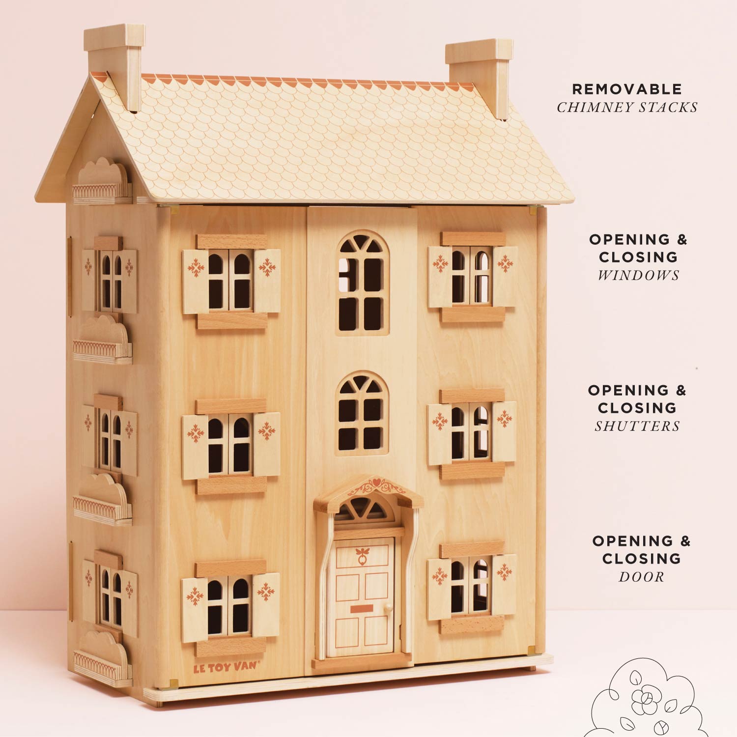 Grand Natural Wood Dolls House