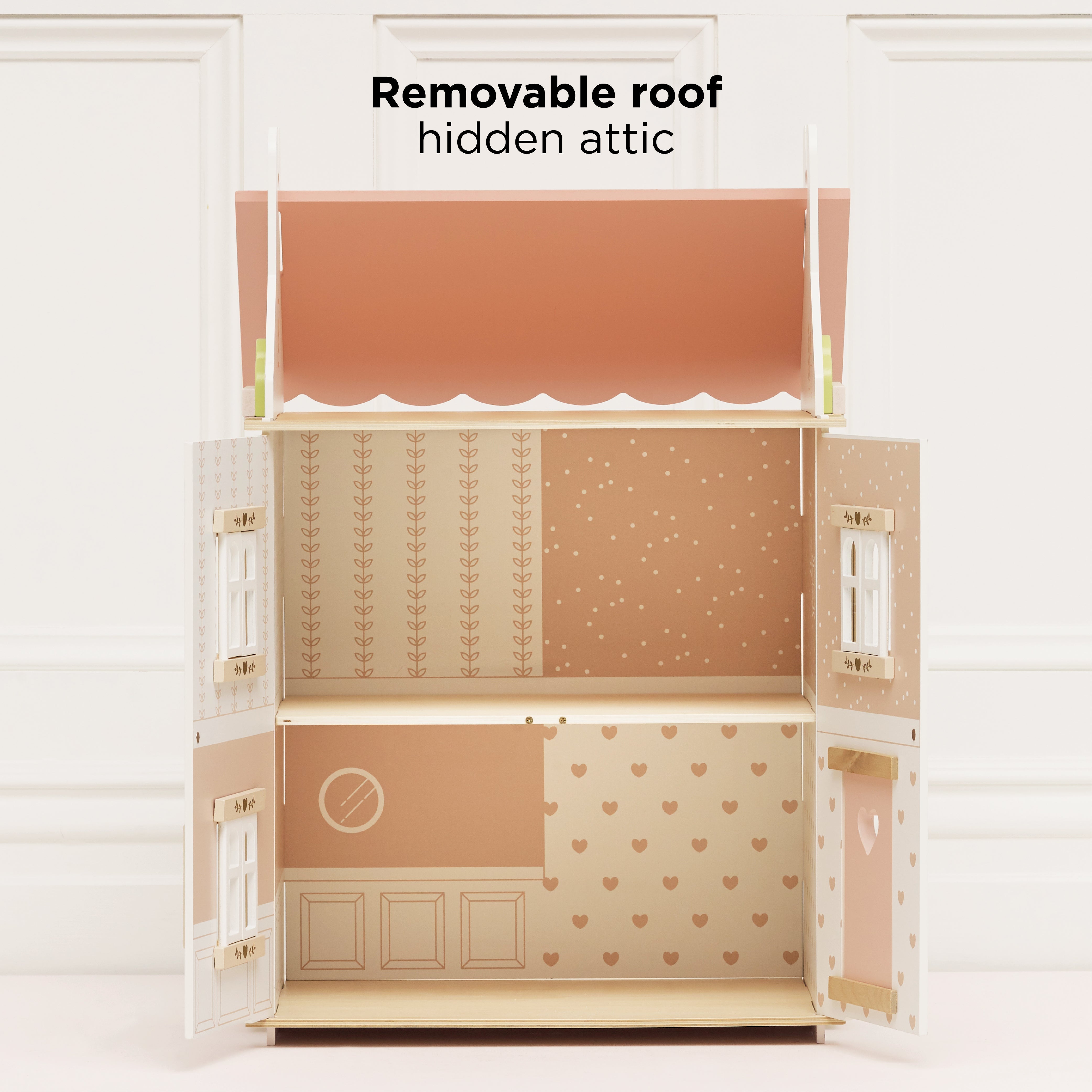 Roseheart Wooden Dolls House, Furniture & Family