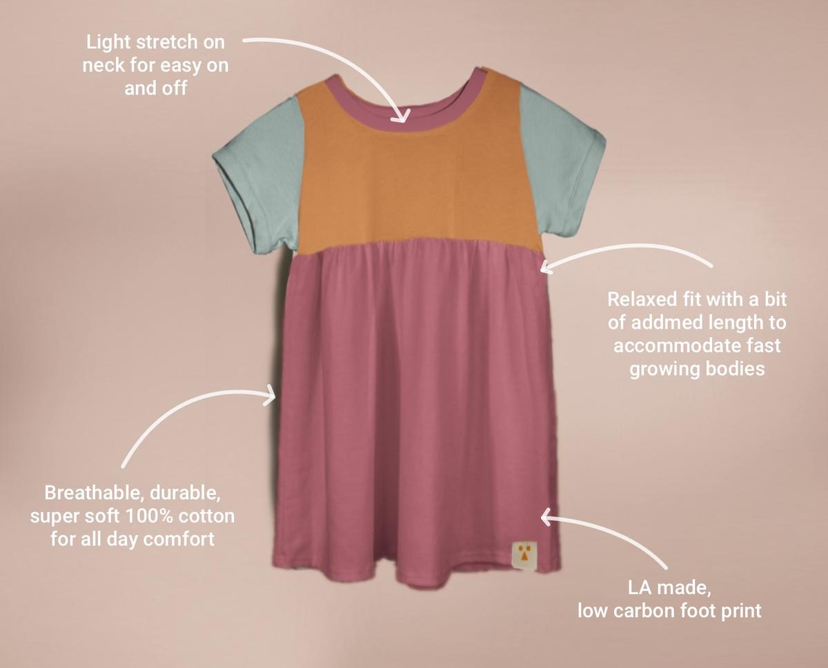 Organic Cotton Color Block Dress - Ellie