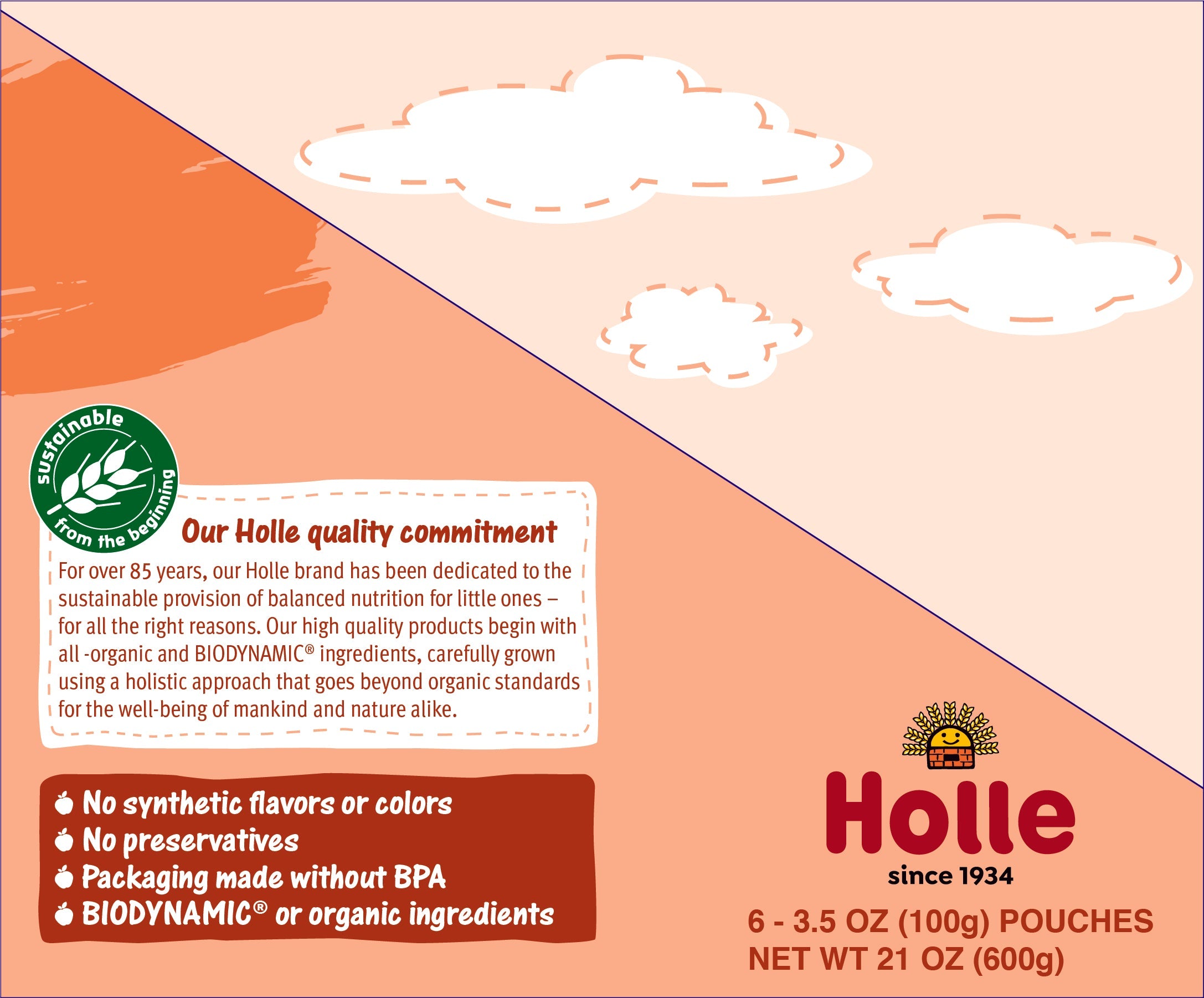 Holle Baby Food Pouches - Organic Fruit & Veggie Puree - Carrot Cat