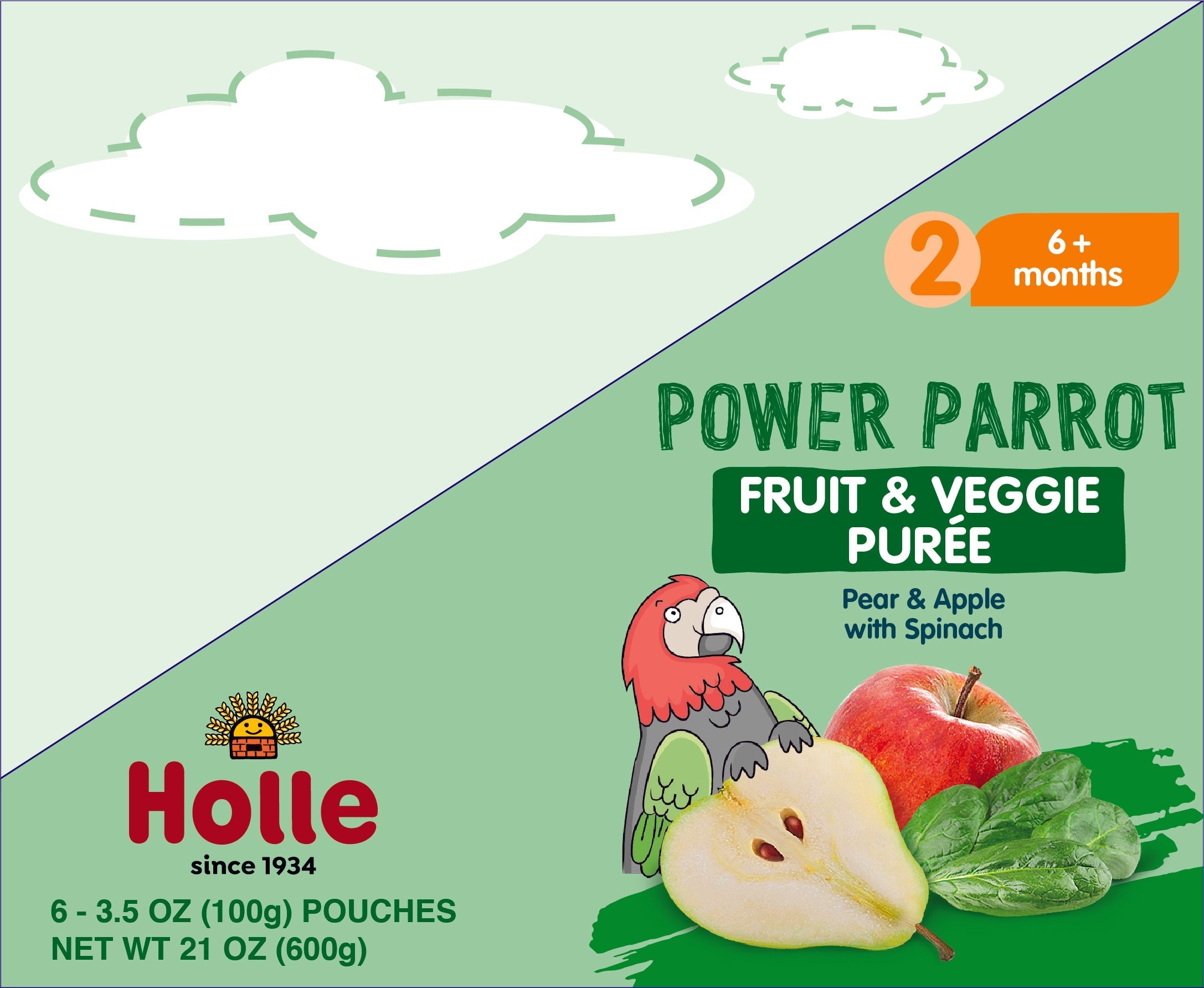 Holle Baby Food Pouches - Organic Fruit & Veggie Puree - Power Parrot