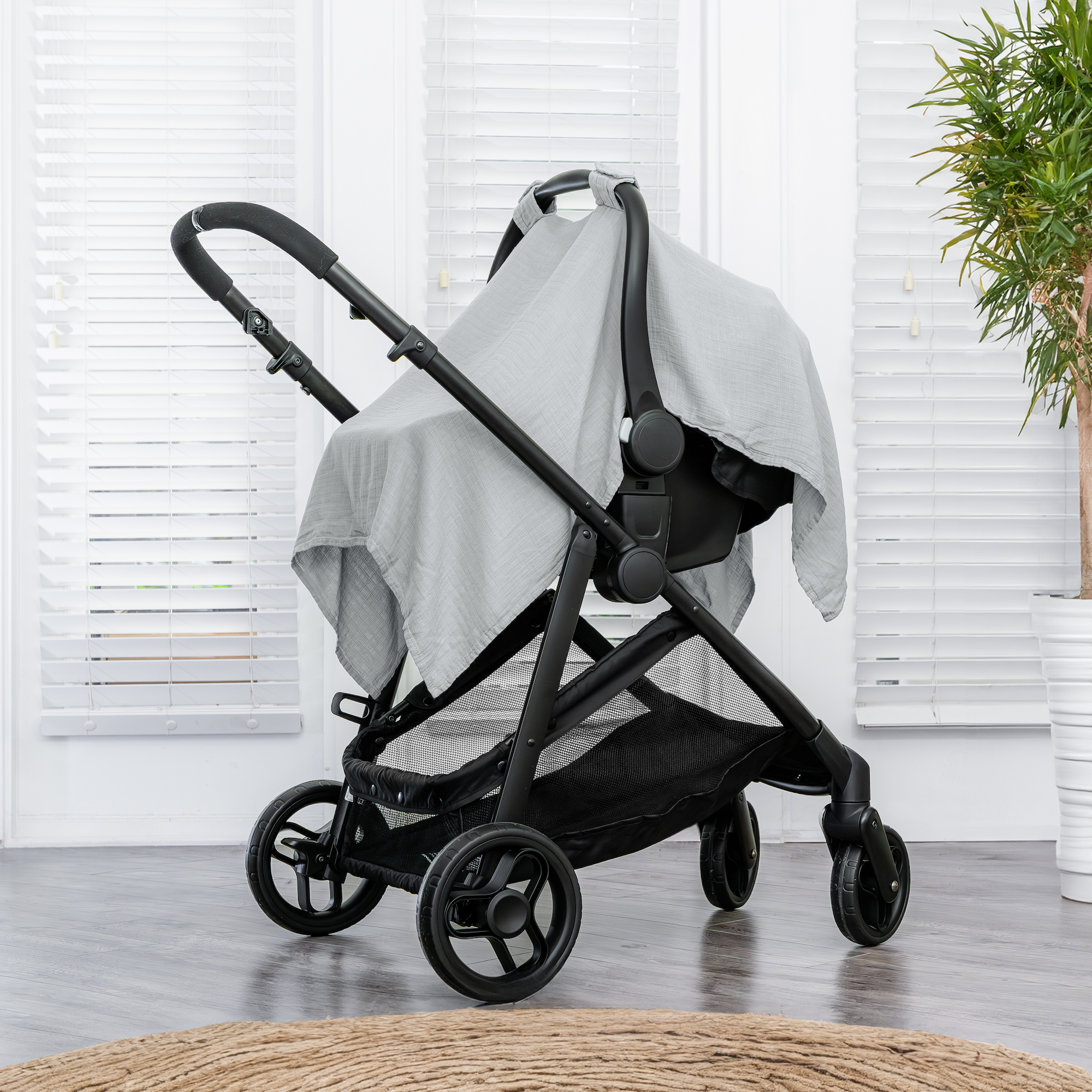 Baby Car Seat Cover in Heather Blue