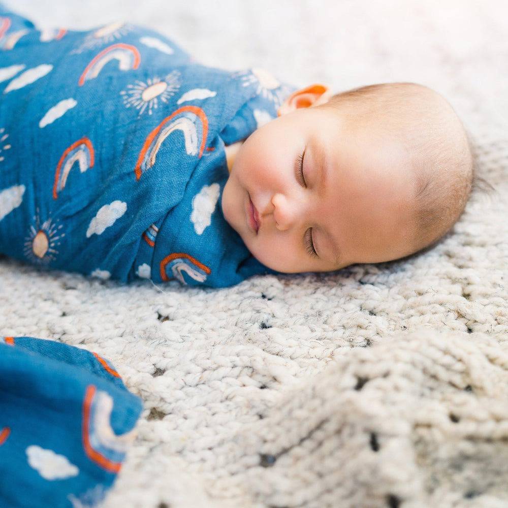 Muslin Swaddle Blanket Set Premium Cotton Narwhal + Hello Sunshine Swaddle Blanket Bebe au Lait   