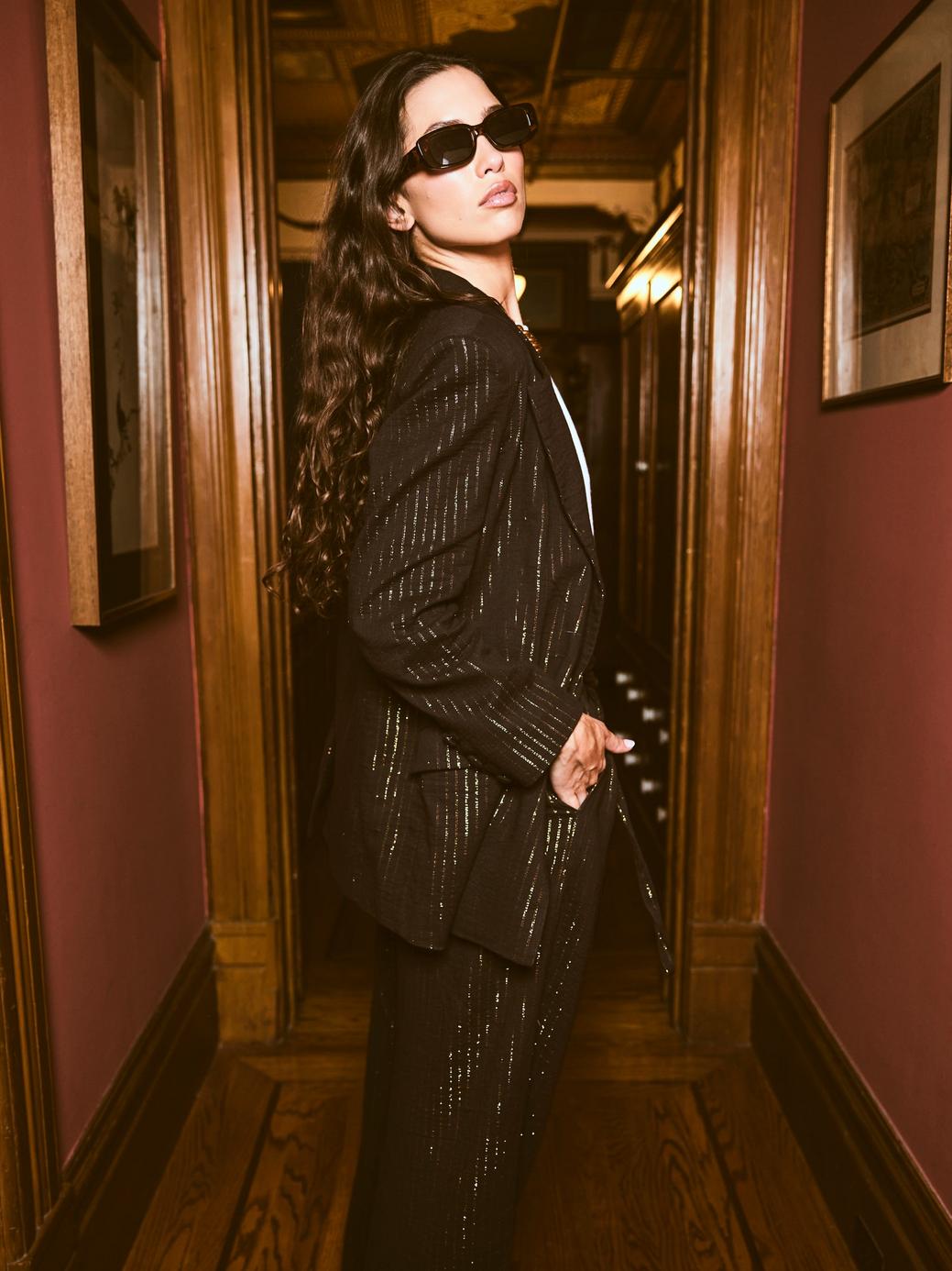 Sloan Blazer - Black Lurex Stripe