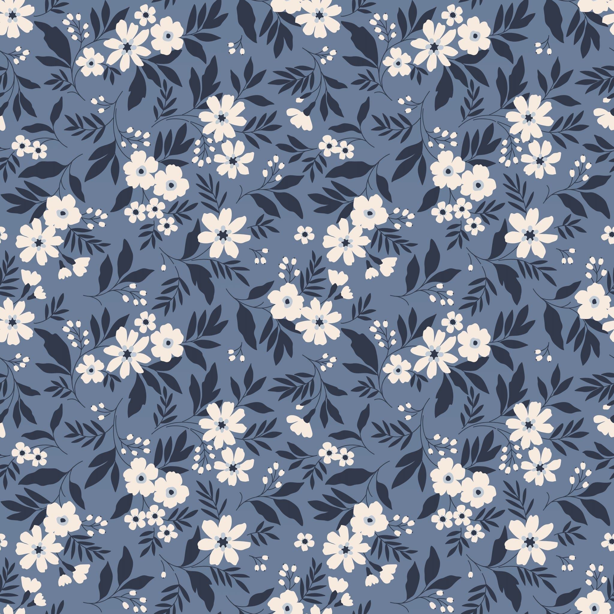 Big Kid Pajama - Vintage Floral Blue