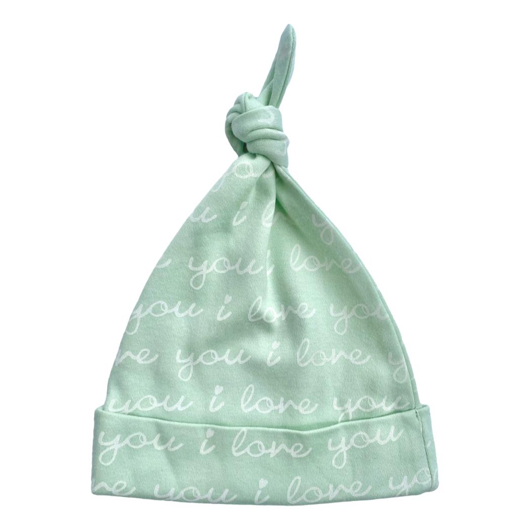GOTS Certified Organic Cotton Hat - I Love You (Desert Green)