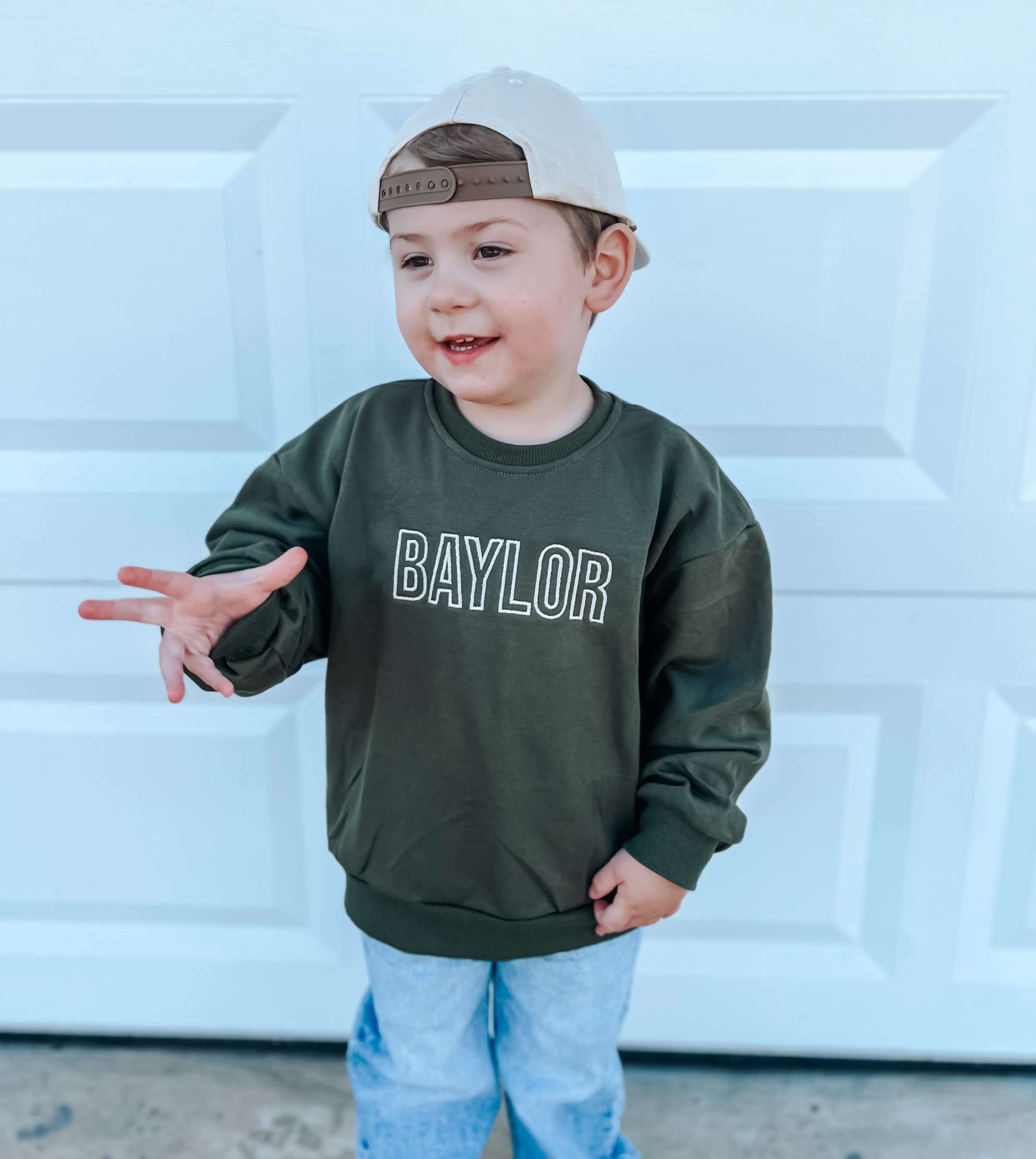 Custom Embroidered Crewneck or Sweatshirt Romper - Olive Green