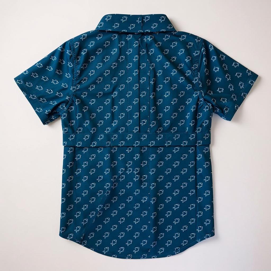 2026 Fishing shirt button up- blue fish