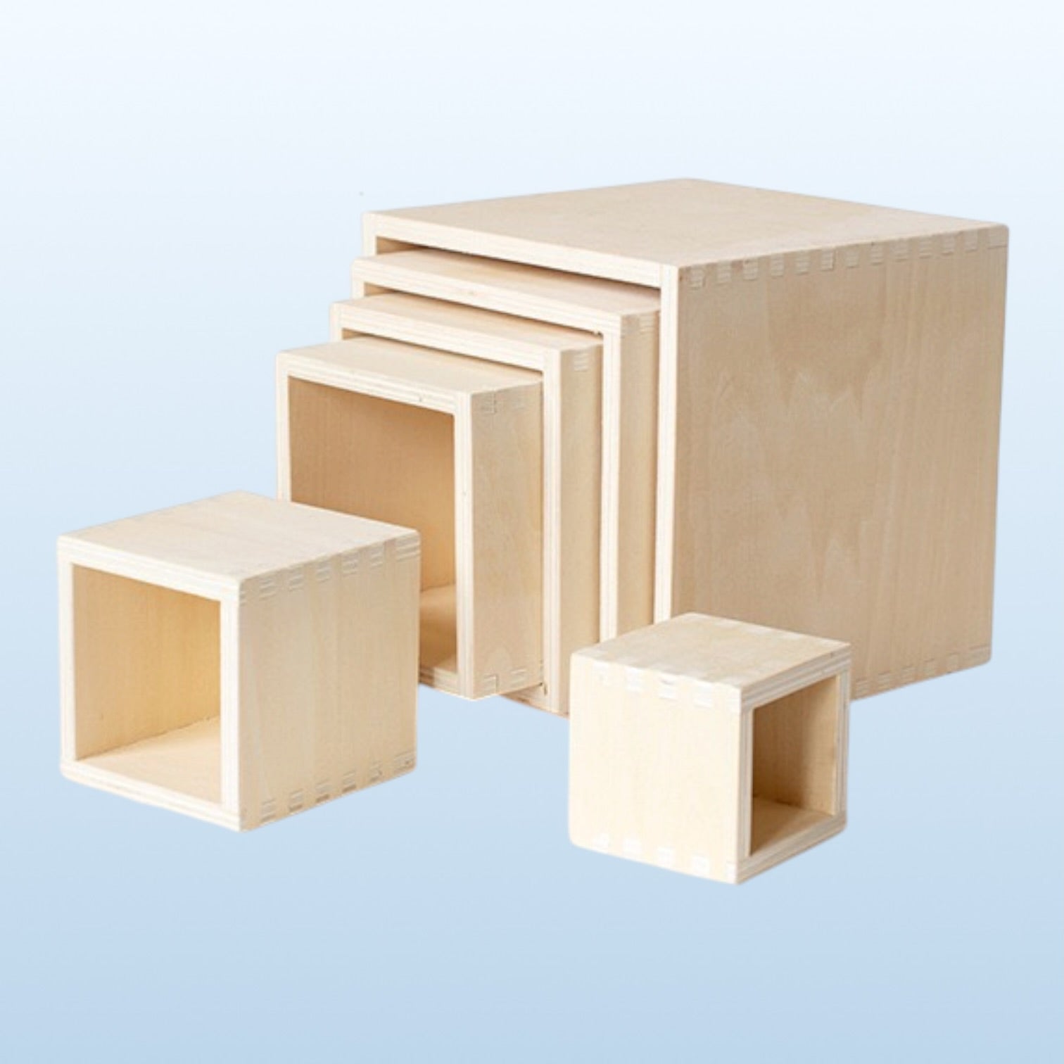 **Pre-order (Ships in 2-3 Weeks)**6 Pcs Natural Wooden Nesting Box Set