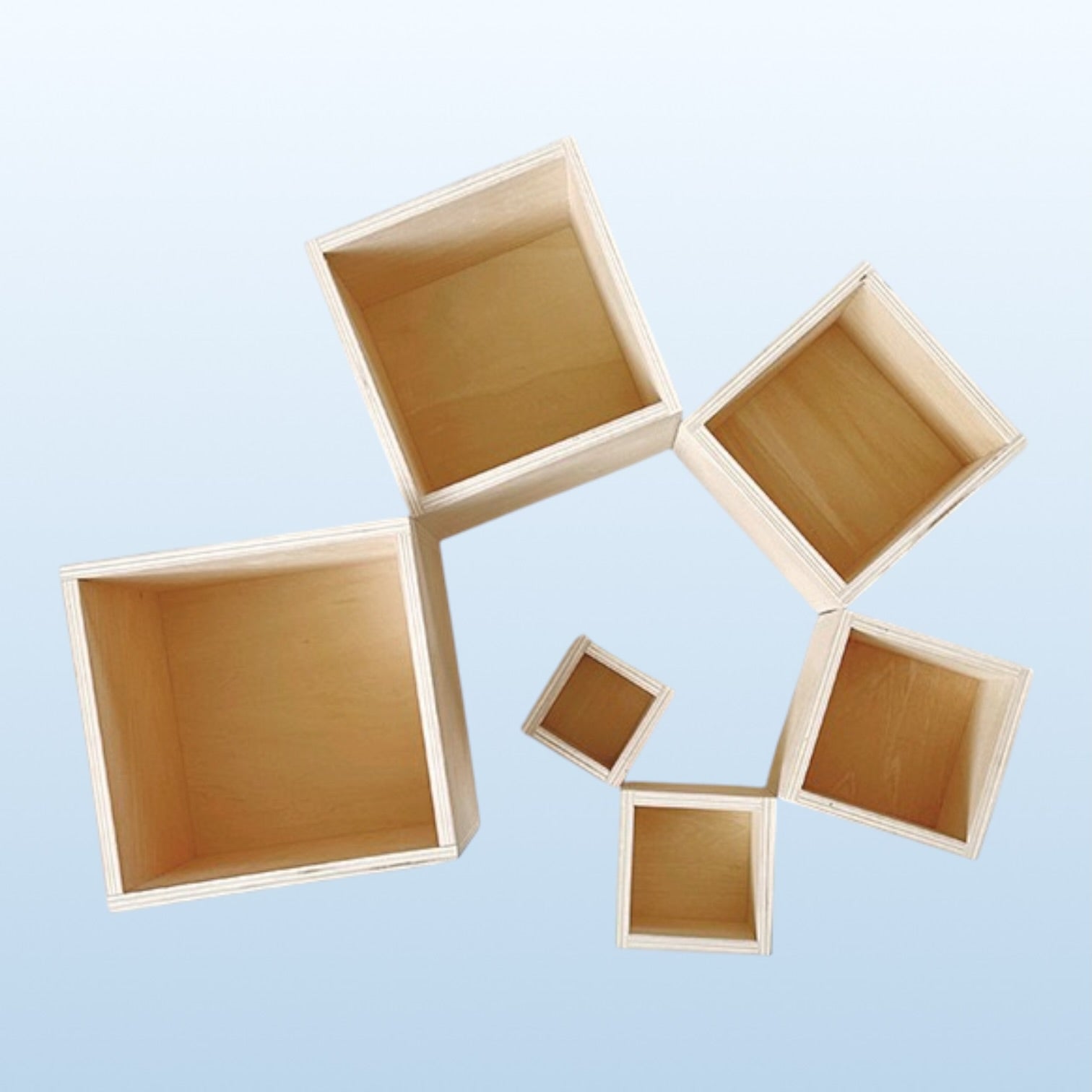 **Pre-order (Ships in 2-3 Weeks)**6 Pcs Natural Wooden Nesting Box Set