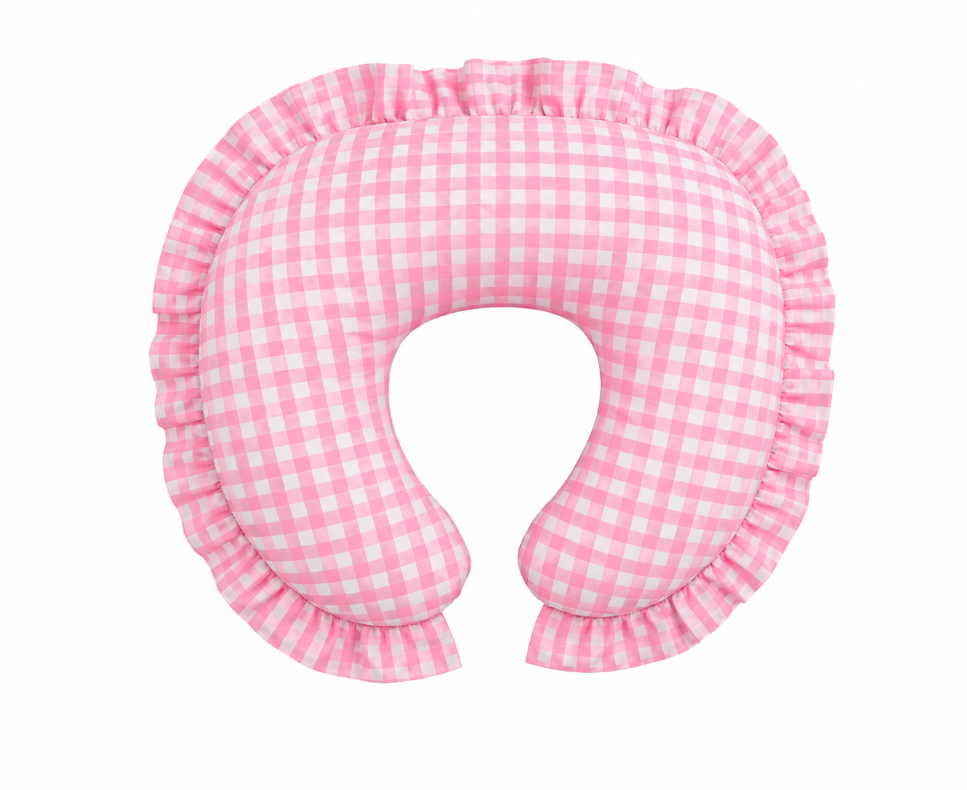 Pink Gingham Ruffle Nursing Pillow Cover