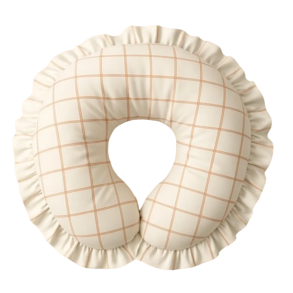 Woven Beige Ruffle Nursing Pillow Cover