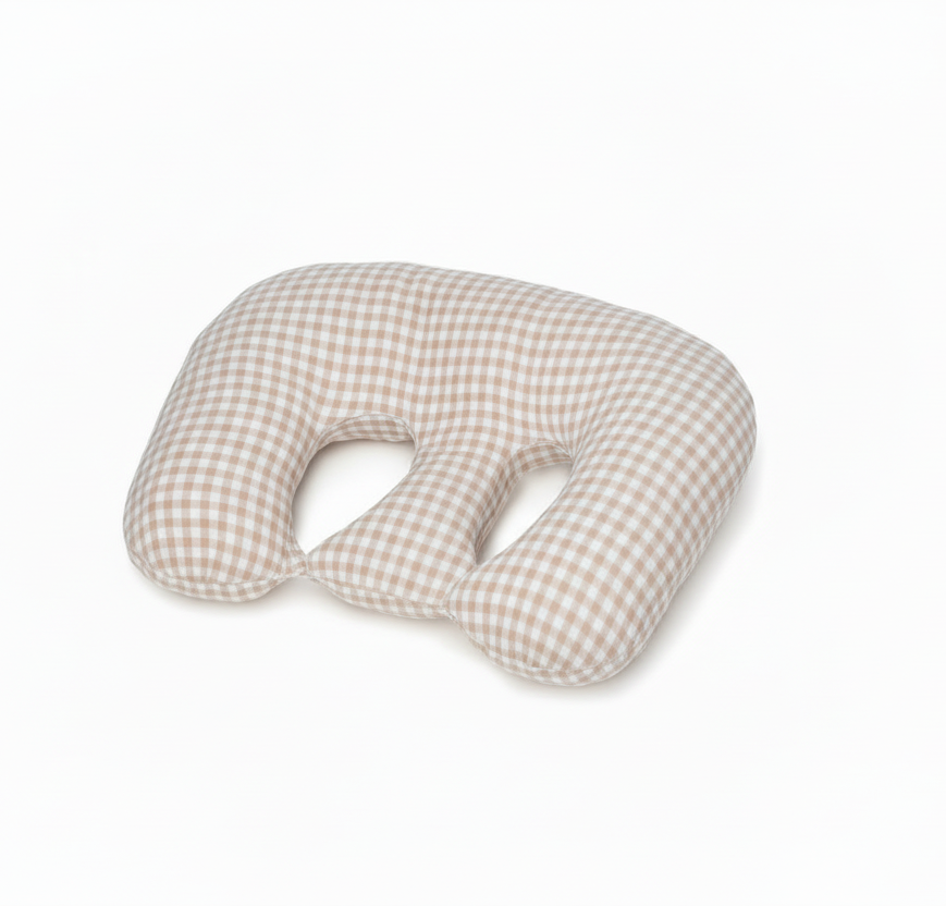 Beige Gingham Twins Nursing Pillow Cover