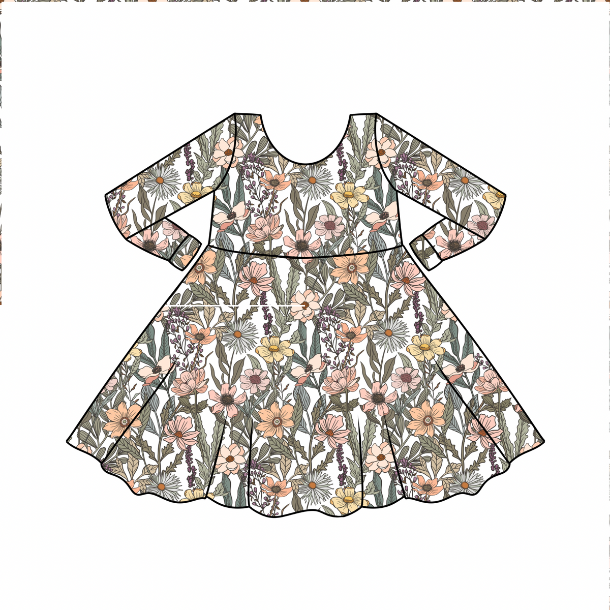 PREORDER Wildflower Long Sleeve Bamboo Twirl Dress