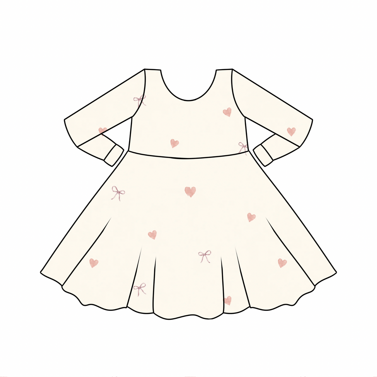 PREORDER Bow Much Love Long Sleeve Bamboo Twirl Dress