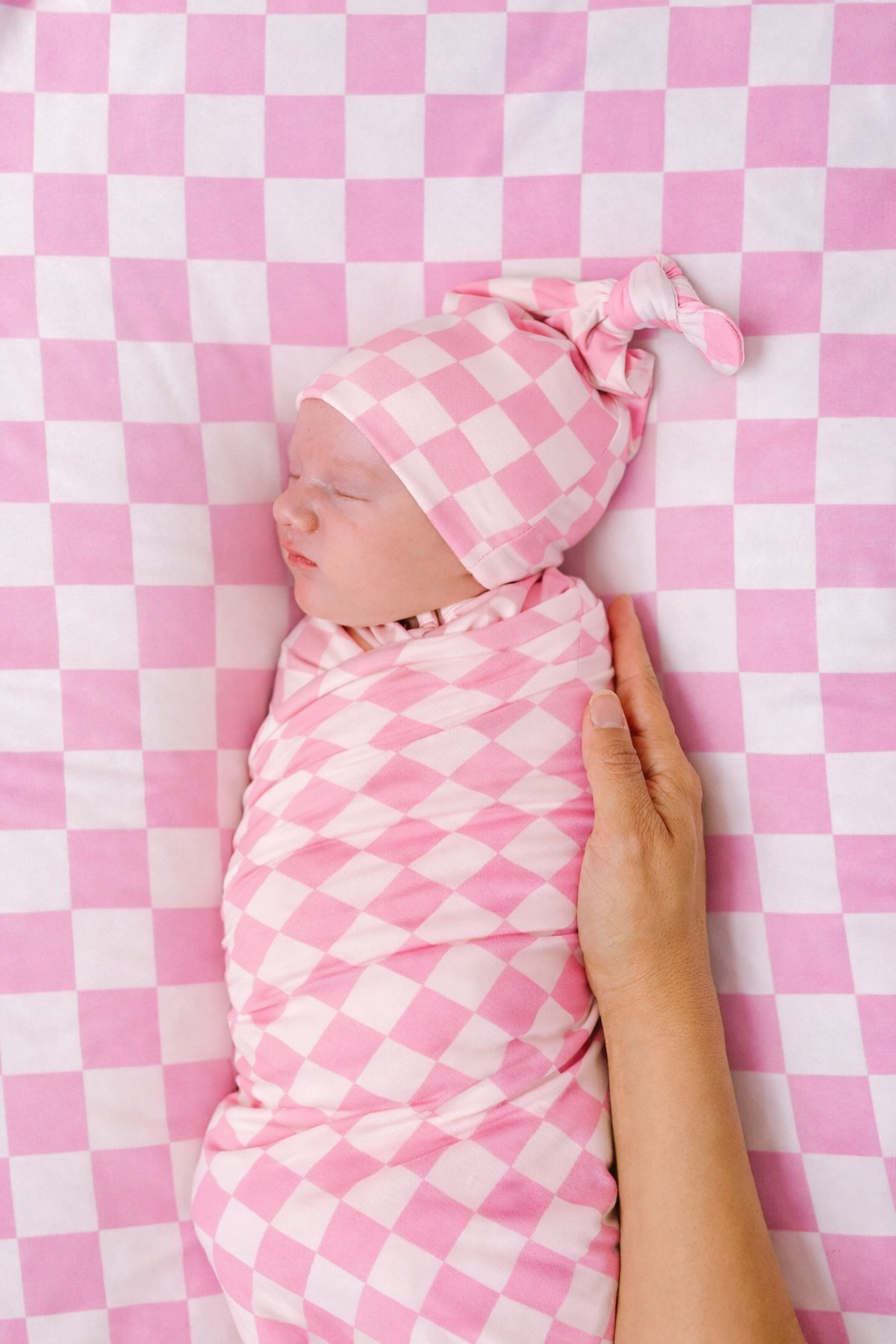Sugar Pink & White Checkered Stretch Swaddle