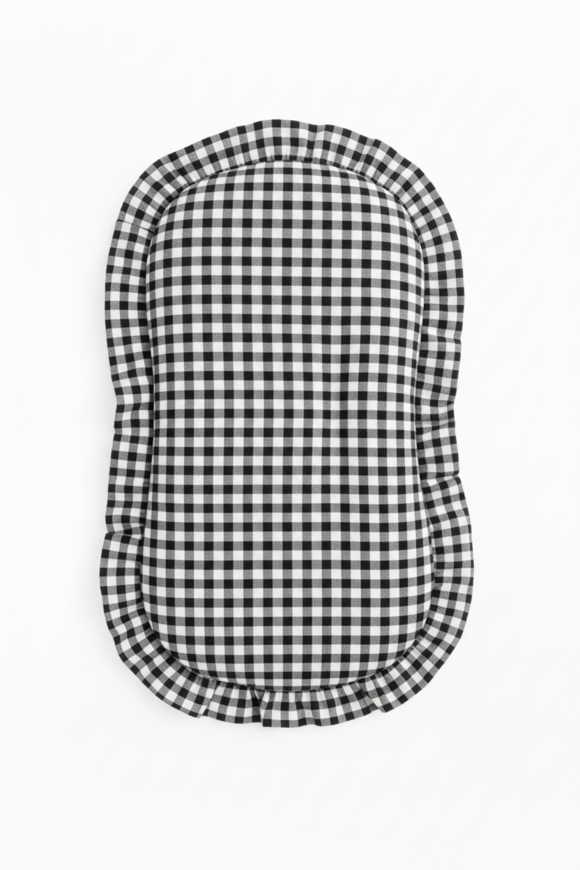 Black Gingham Ruffle Baby Lounger Cover