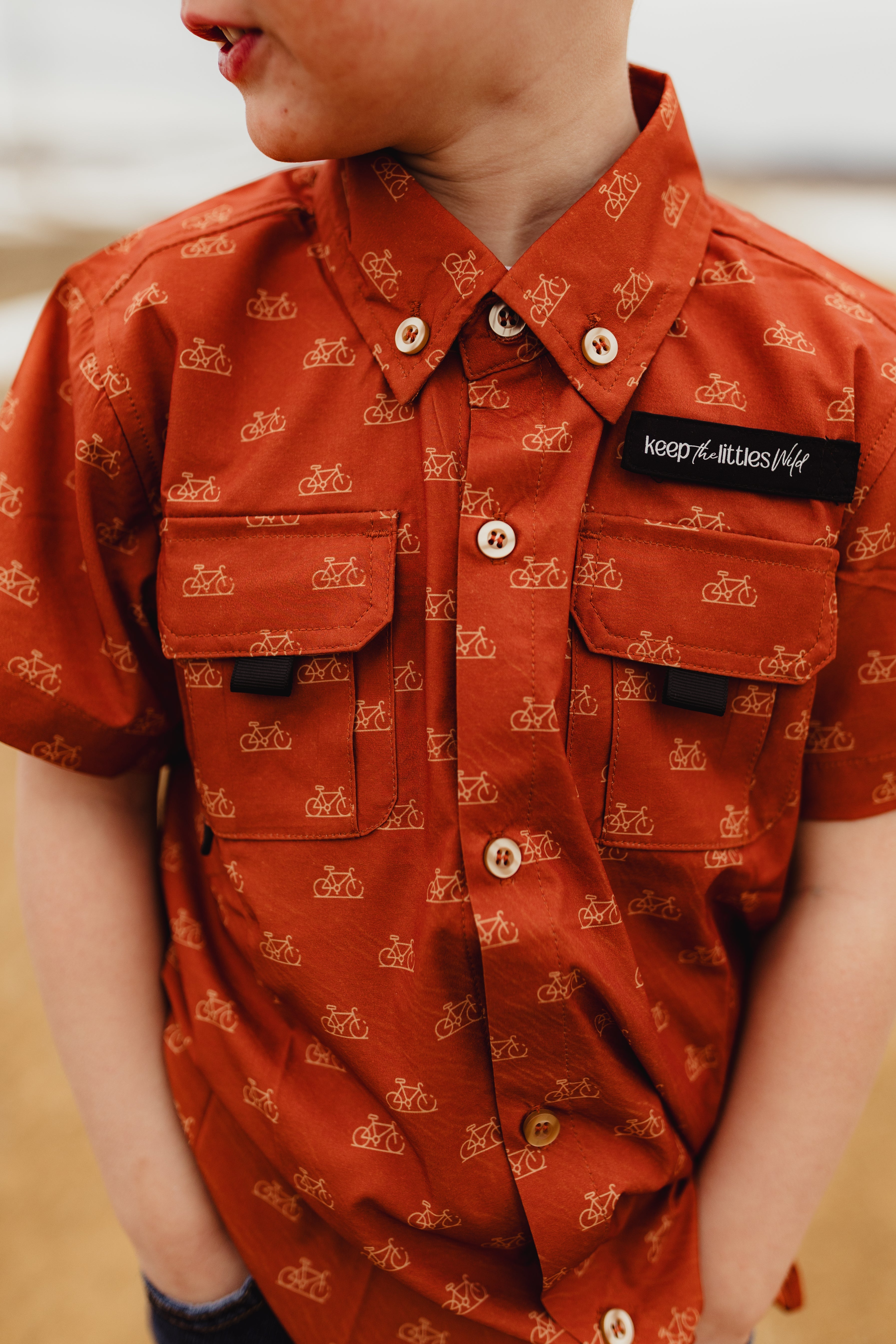 2026 Fishing shirt button up- orange bike
