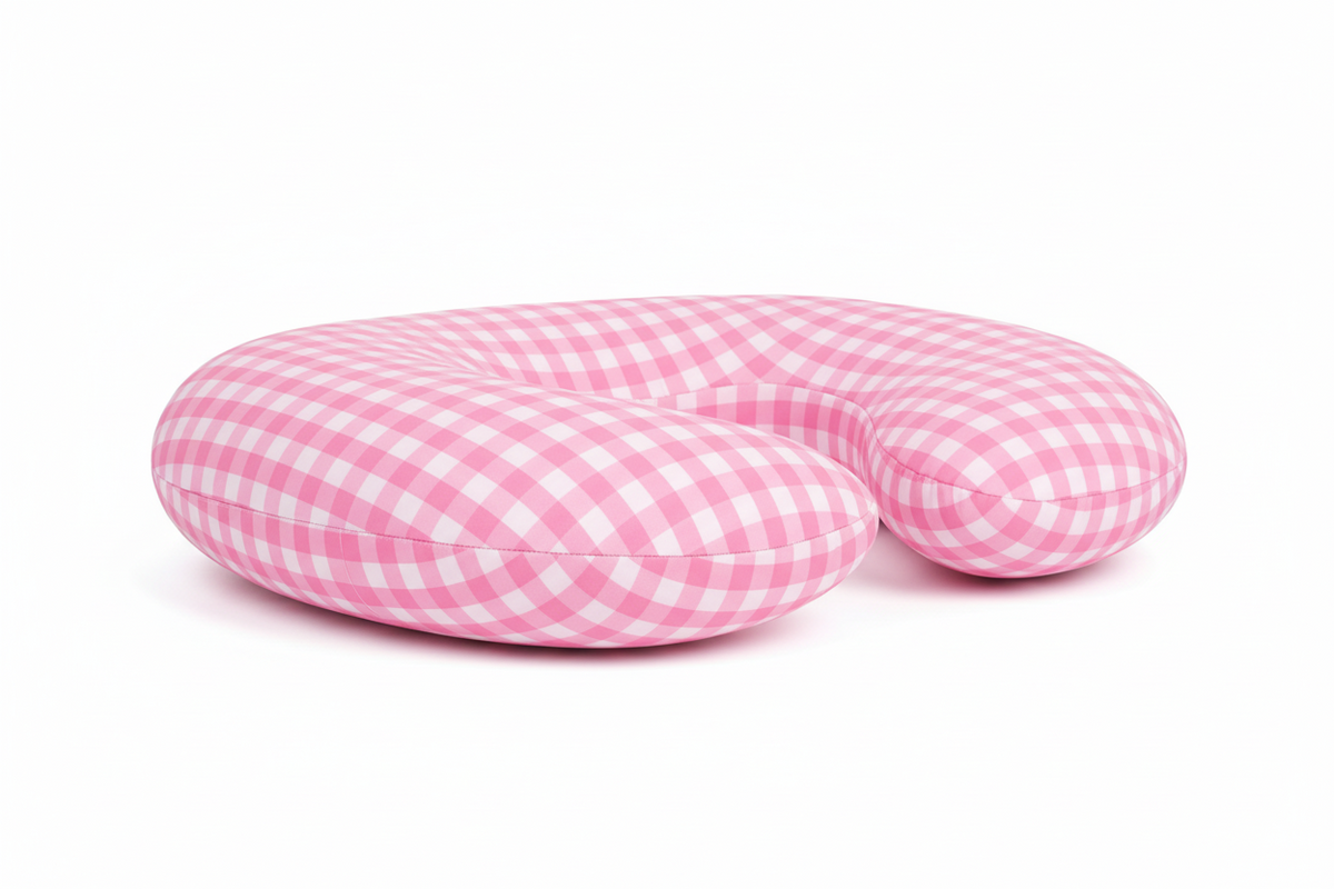 Pink Gingham Nursing Pillow Cover